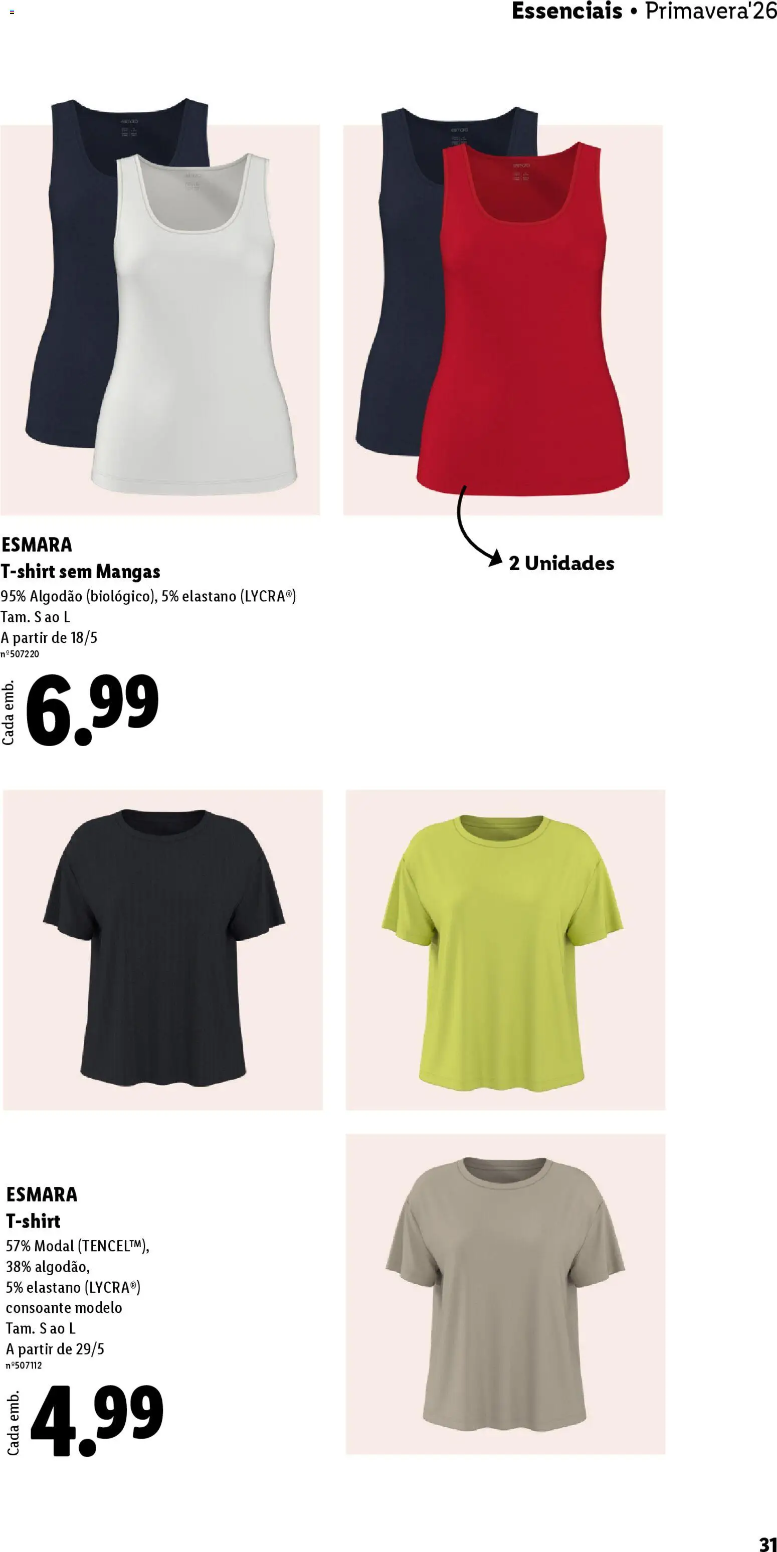 Lidl folheto Esmara │ válido de 20.04.2026 | Página: 31 | Produtos: Top, Algodão, Mangas