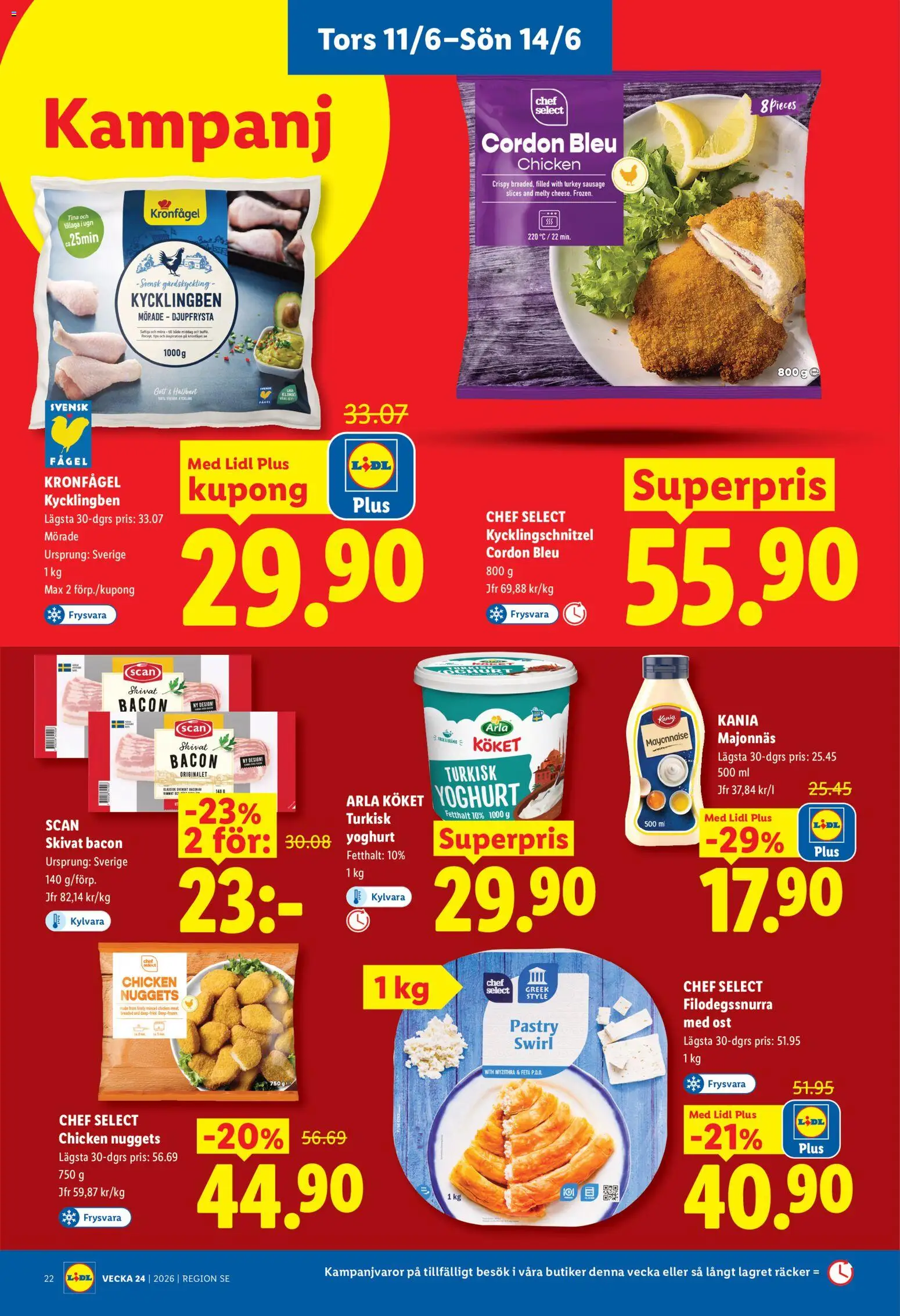 Lidl reklamblad aktuell från 08.06.2026 | Sida: 26 | Produkter: Bacon, Majonnäs, Ost, Yoghurt