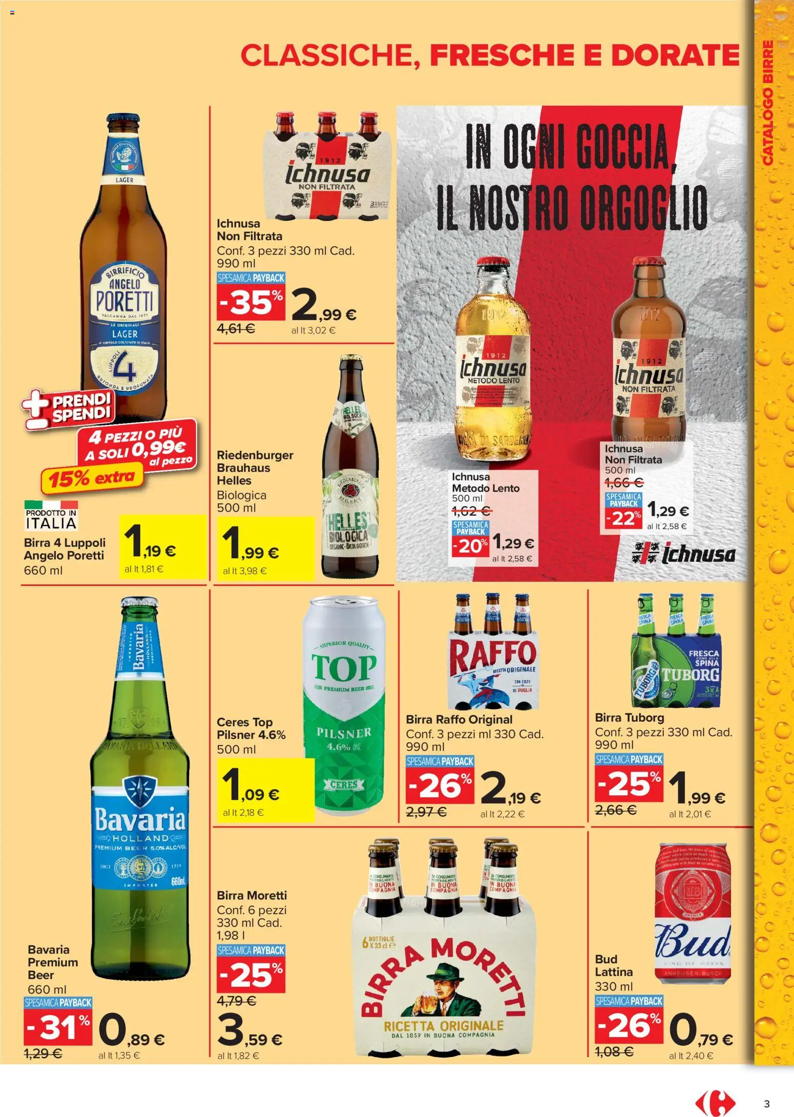 Volantino Carrefour del 03.06.2026 | Pagina: 3 | Prodotti: Birra, Top, Birra Moretti, Ceres