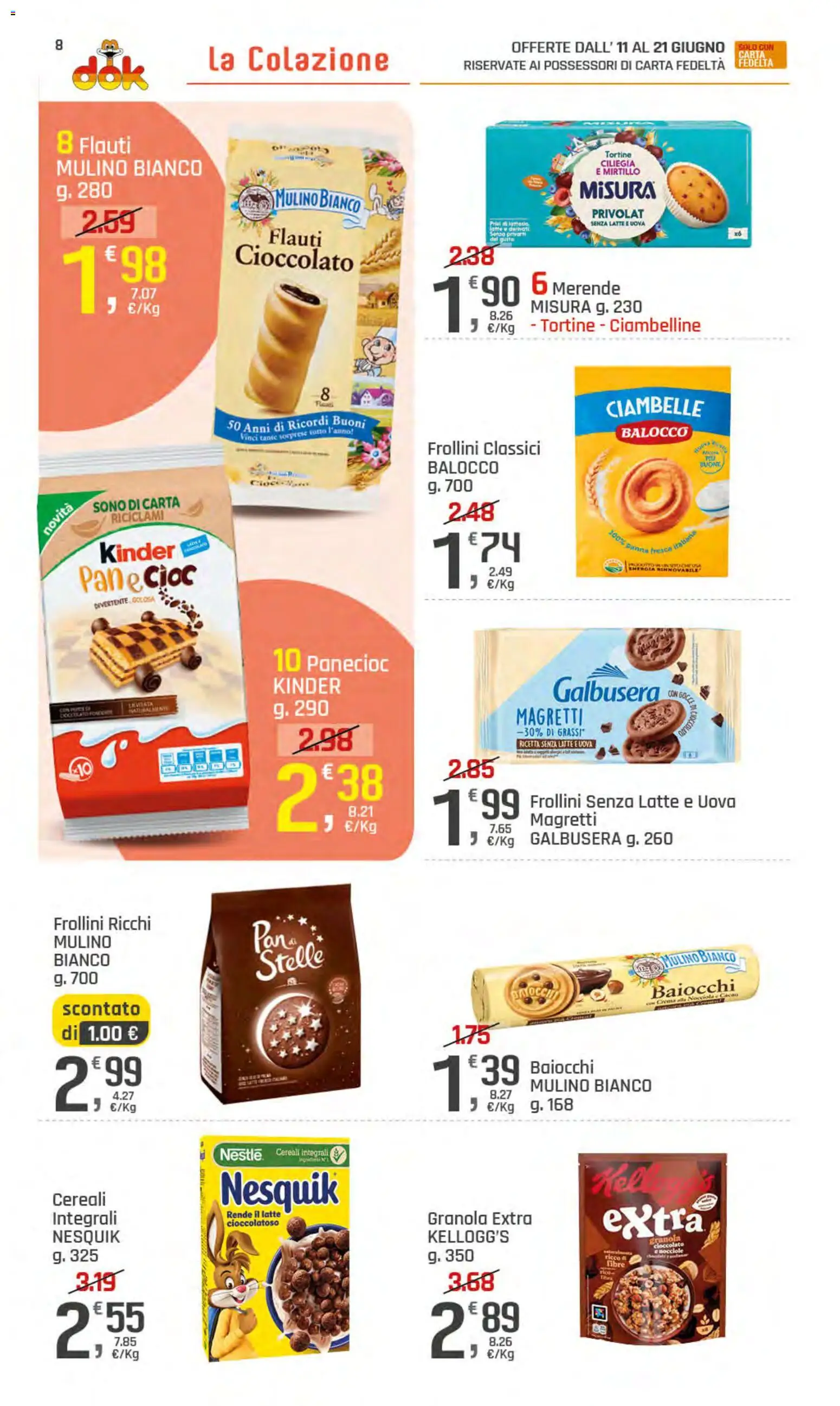 Volantino DOK del 11.06.2026 | Pagina: 8 | Prodotti: Uova, Cereali, Nocciole, Cacao