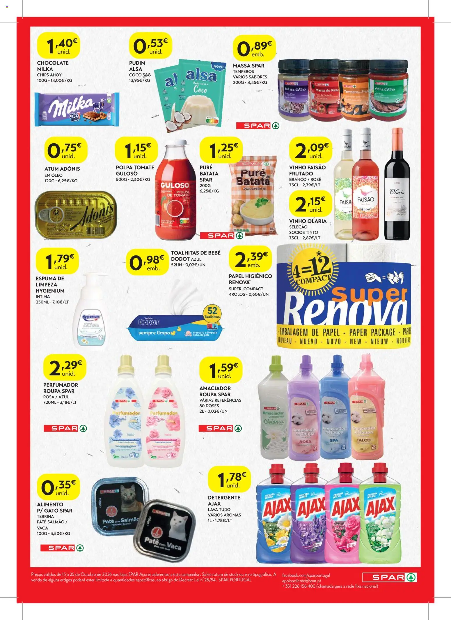 Spar folheto Açores │ válido de 13/10/2026 | Página: 2 | Produtos: Batata, Papel higiénico, Salmão, Massa