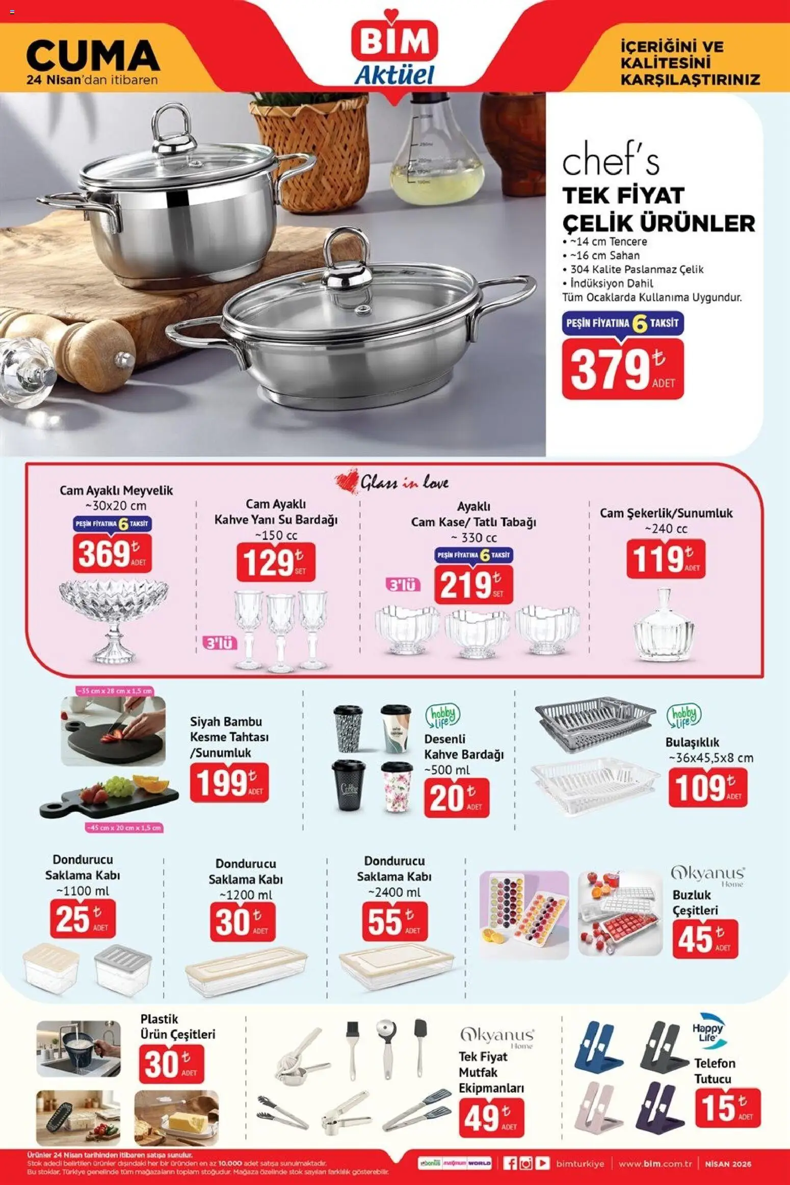 BİM - Katalog Cuma - 24.04.2026 tarihinden itibaren geçerlidir | Sayfa: 7 | Ürünler: Su, Kahve bardağı, Su bardağı, Dondurucu