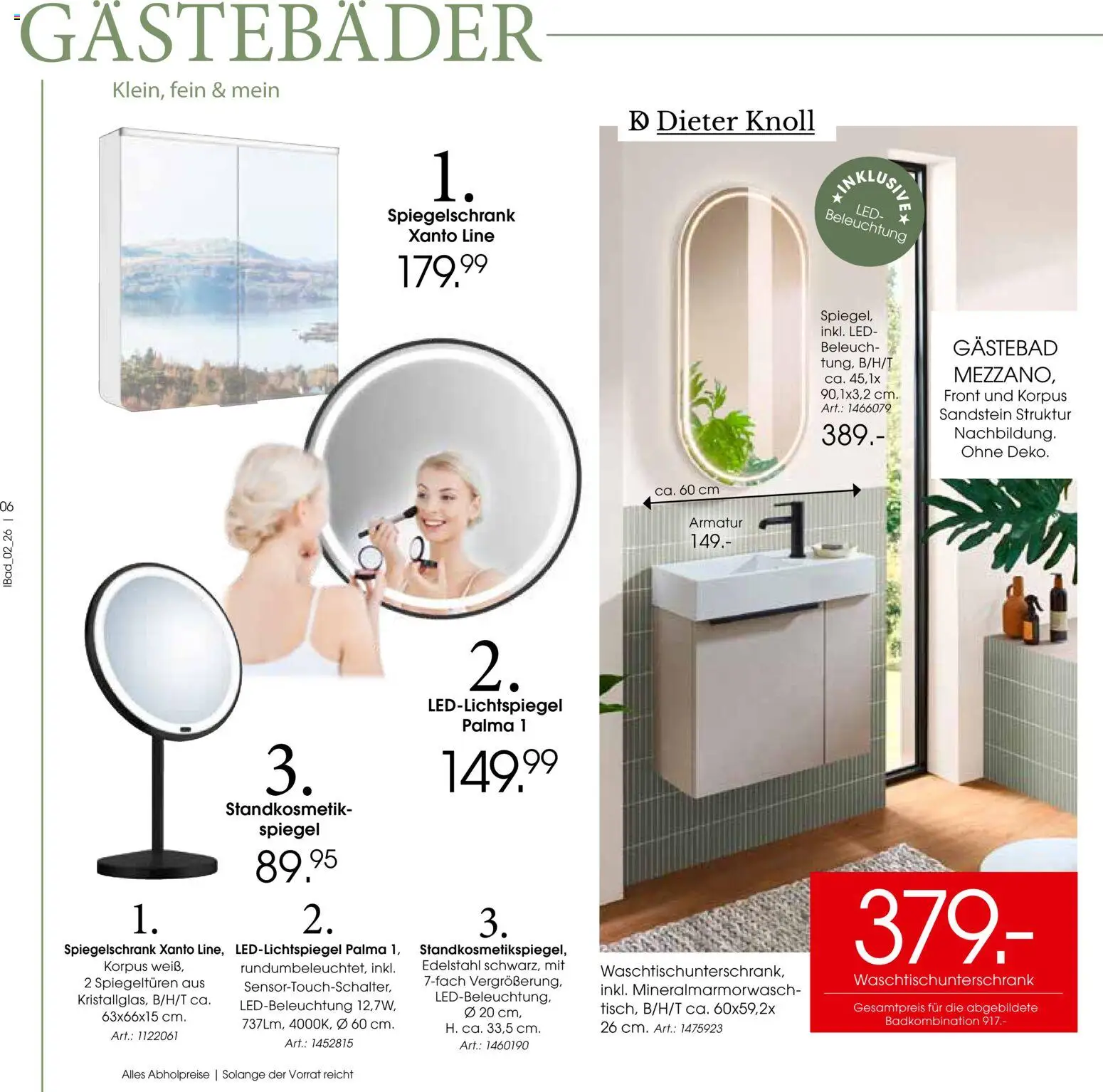 Zurbrüggen Bad Design Trends – gültig ab 23.03.2026 | Seite: 6 | Produkte: Spiegel, Armatur, Spiegelschrank
