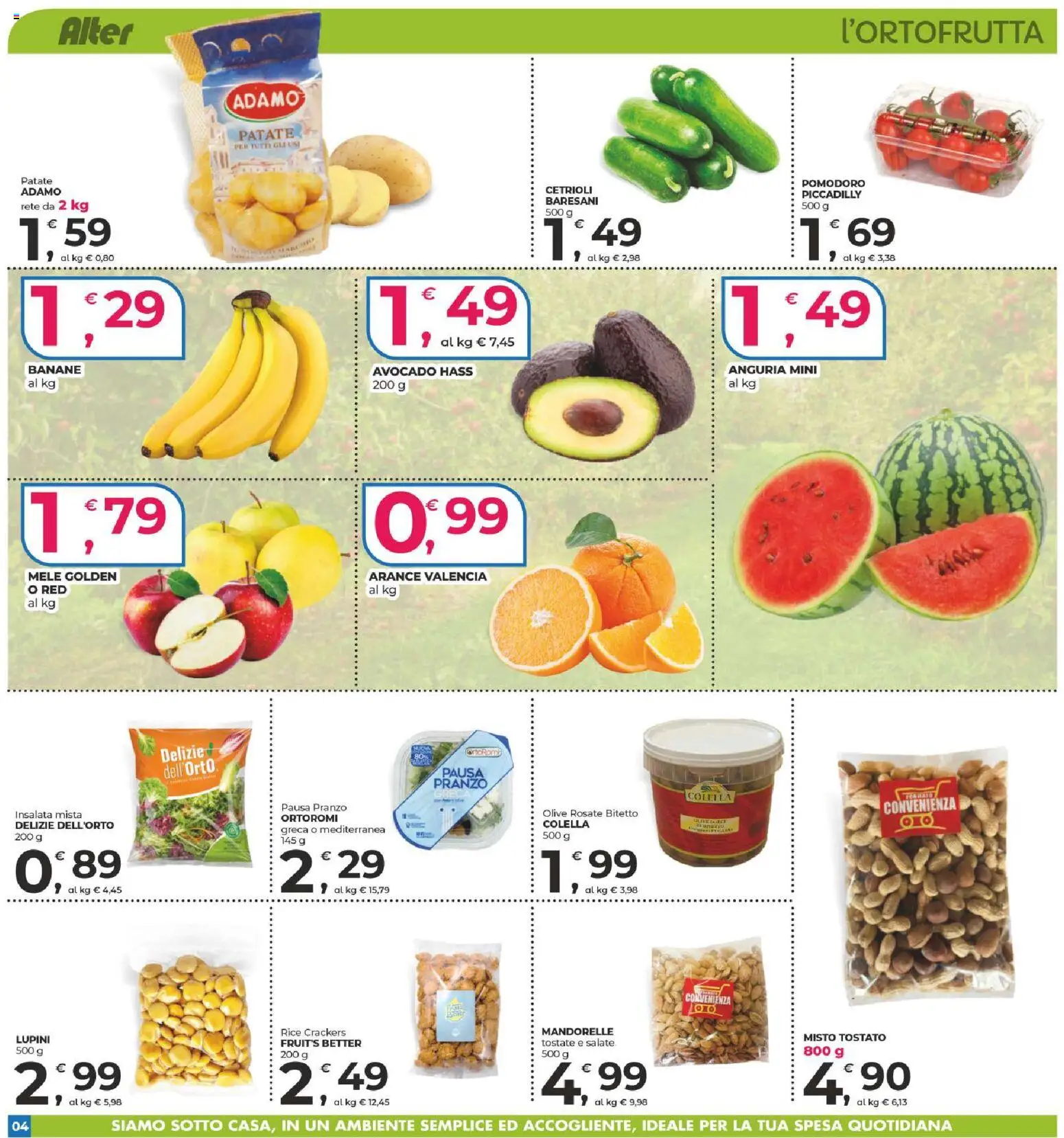 Volantino Alter Discount del 15.05.2026 | Pagina: 4 | Prodotti: Lupini, Avocado, Patate, Anguria