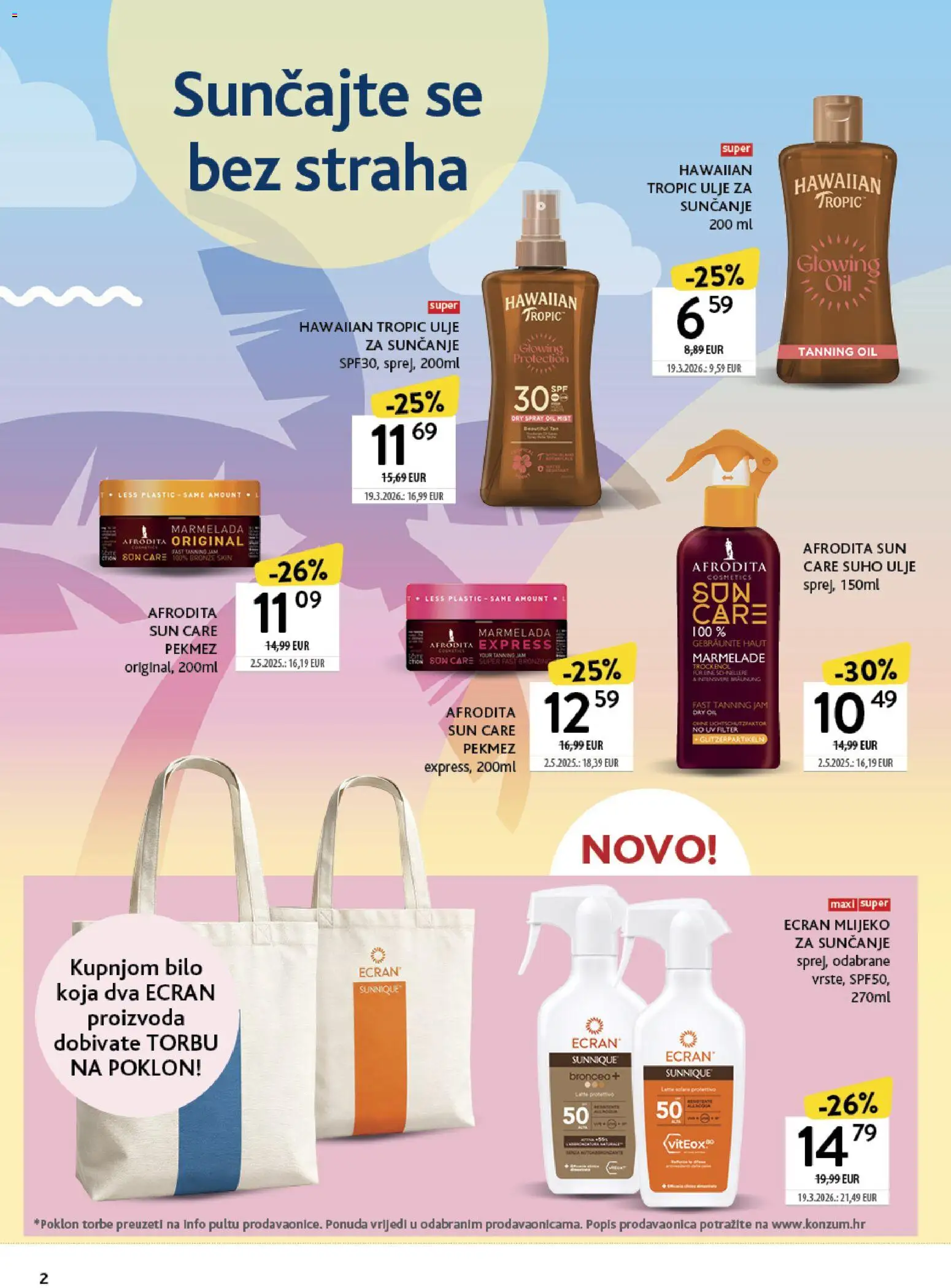 Konzum katalog | vrijedi od 11.05.2026 | Stranica: 2 | Proizvodi: Marmelada, Mlijeko, Ulje za sunčanje, Mlijeko za sunčanje