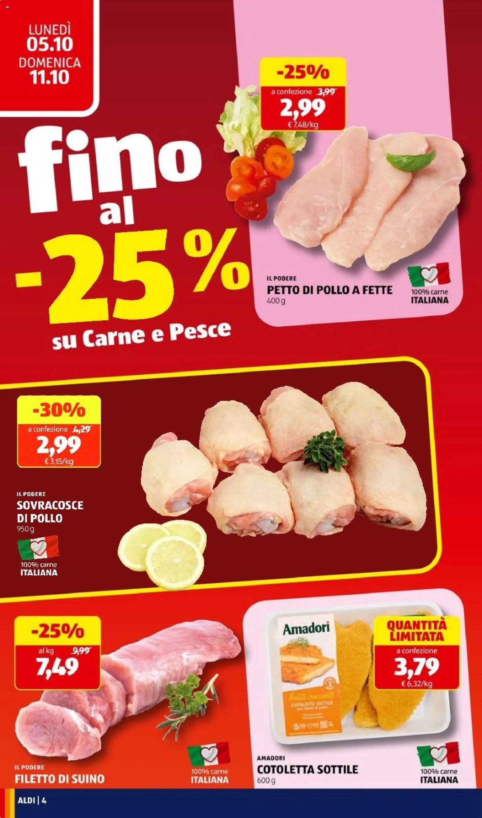 Volantino Aldi del 05/10/2026 | Pagina: 6 | Prodotti: Petto di Pollo, Pollo, Filetto, Carne