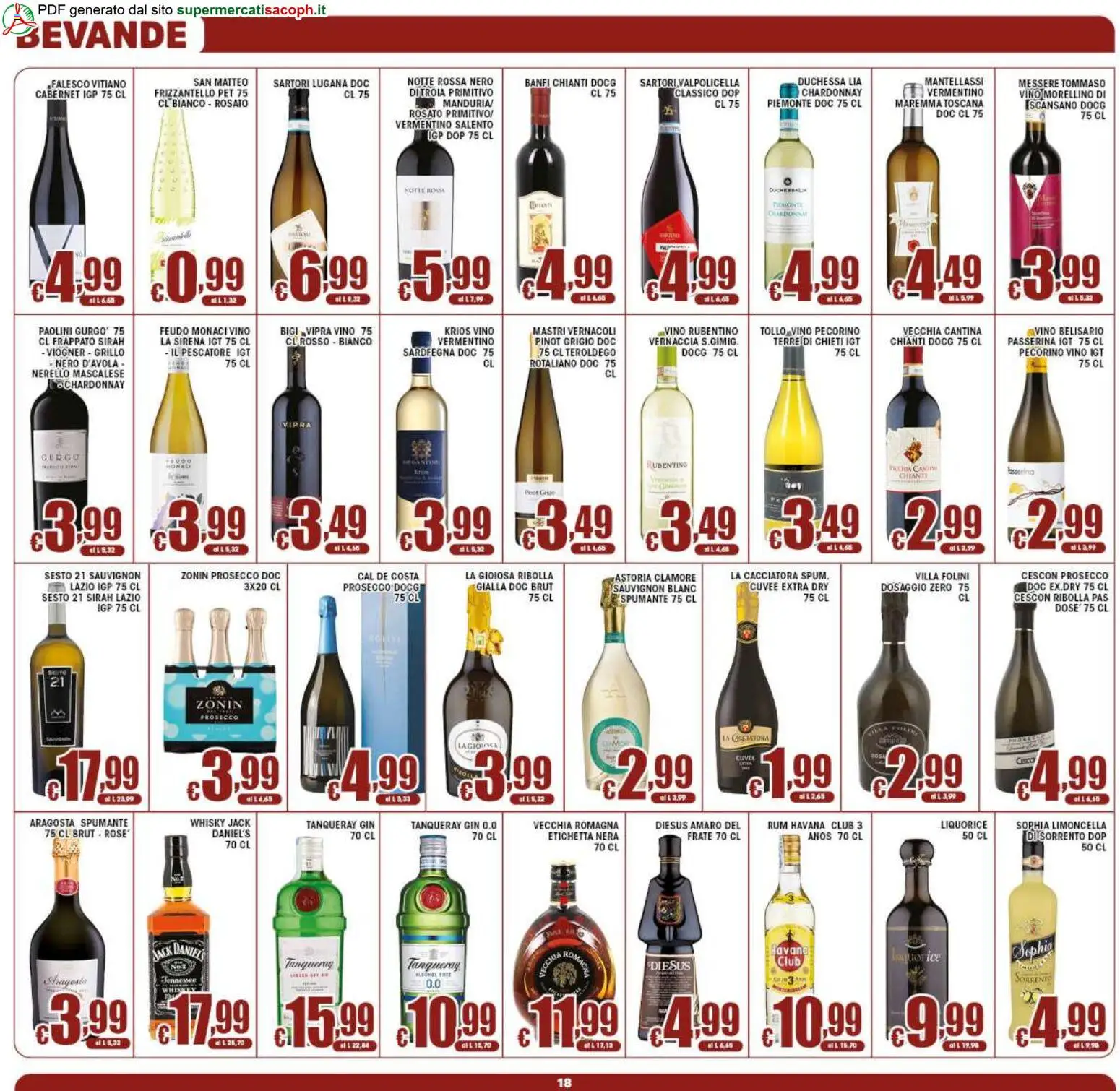 Volantino Sacoph del 31/07/2026 | Pagina: 18 | Prodotti: Prosecco, Whisky, Rum, Spumante
