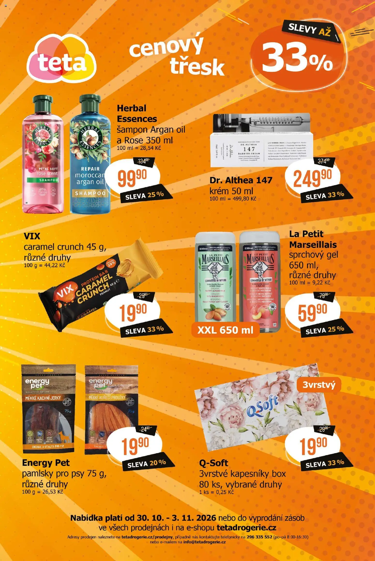 TETA Drogerie leták - Cenový třesk od 30.10.2026 | Strana: 2 | Produkty: Sprchový gel, Krém, Protein, Jerky