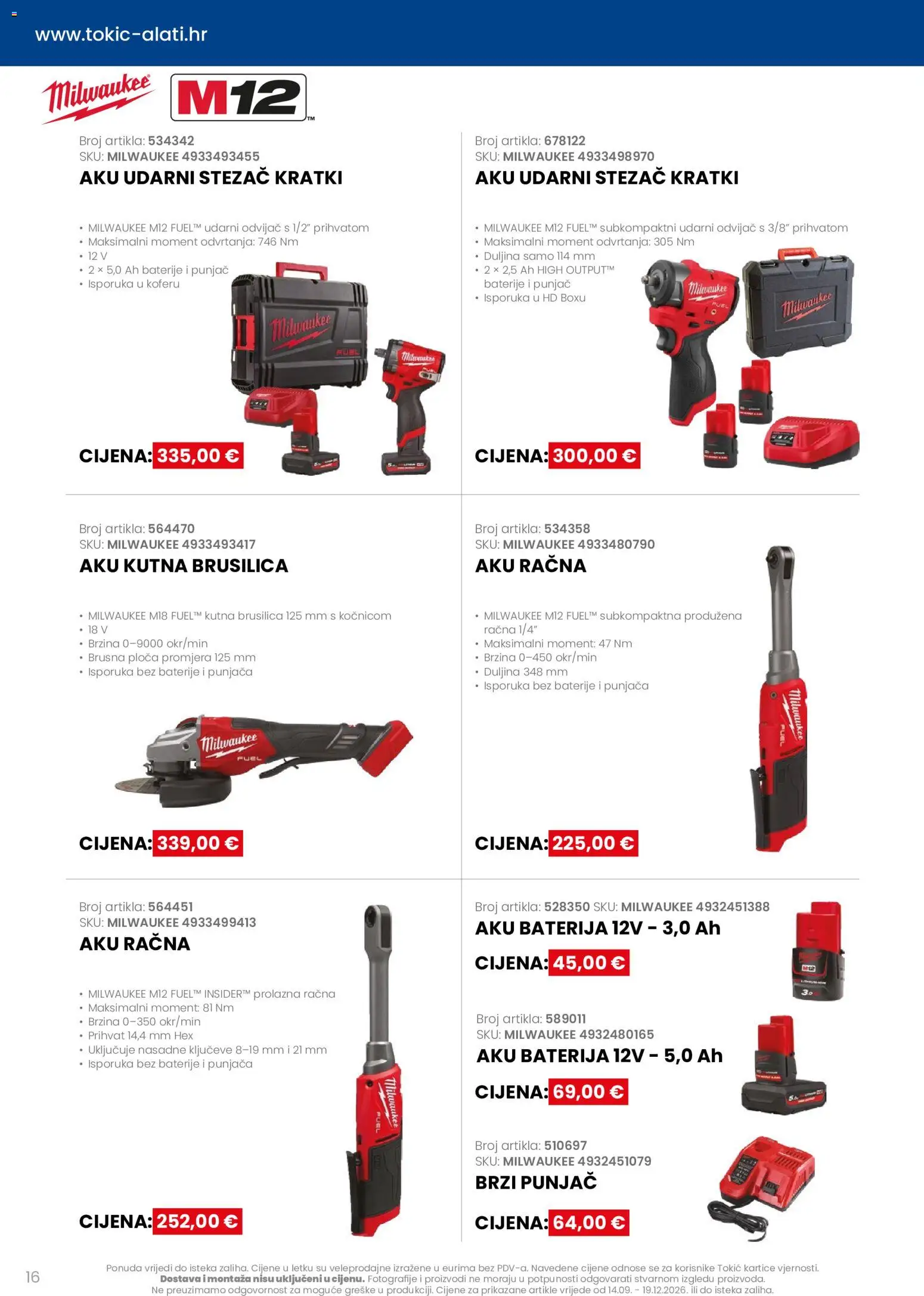 Tokić katalog | vrijedi od 14.09.2026 | Stranica: 16 | Proizvodi: Brusilica, Baterija, Kutna brusilica, Baterije