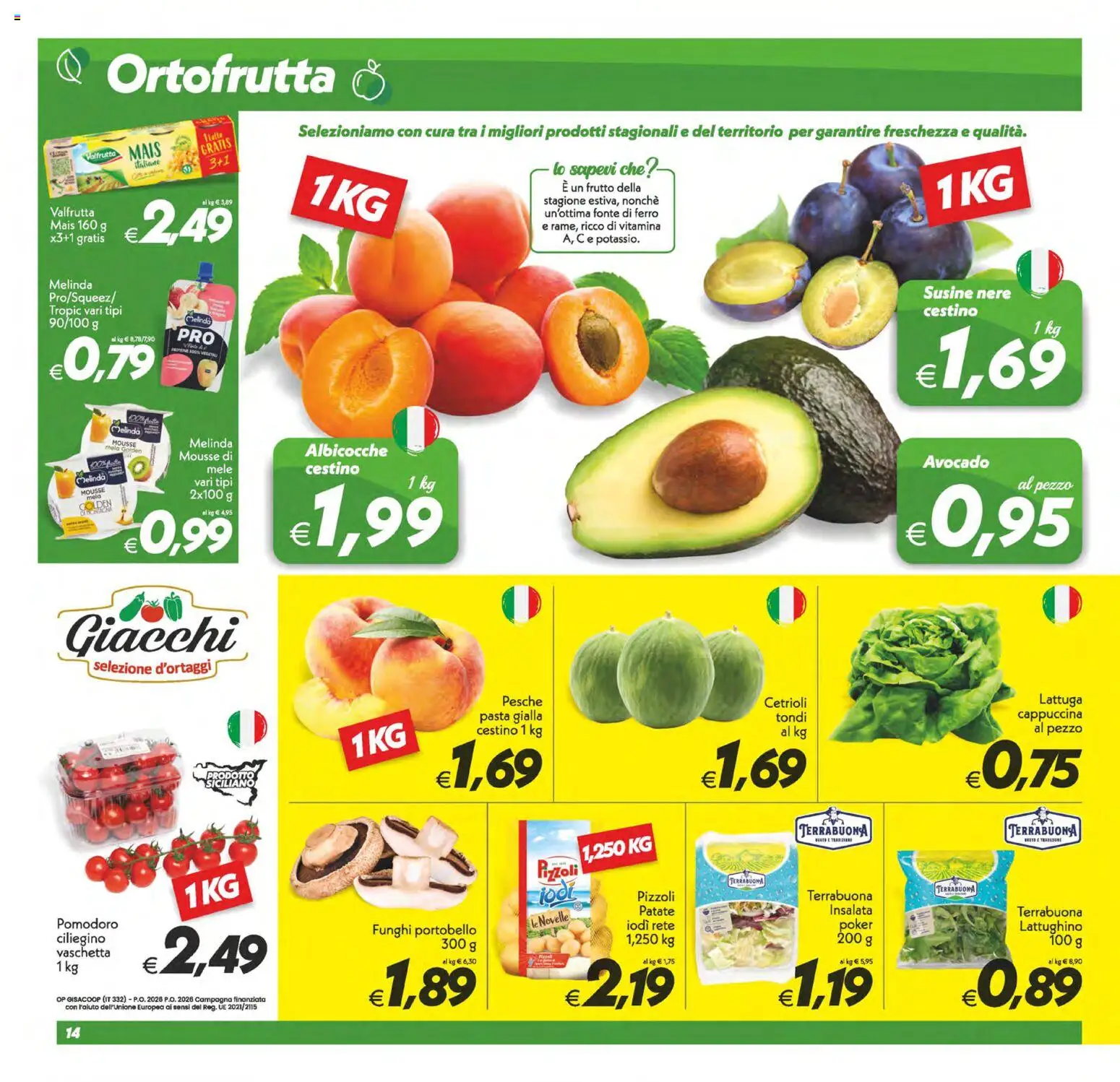 Volantino SuperConveniente del 30/06/2026 | Pagina: 14 | Prodotti: Insalata, Susine, Lattuga, Cestino