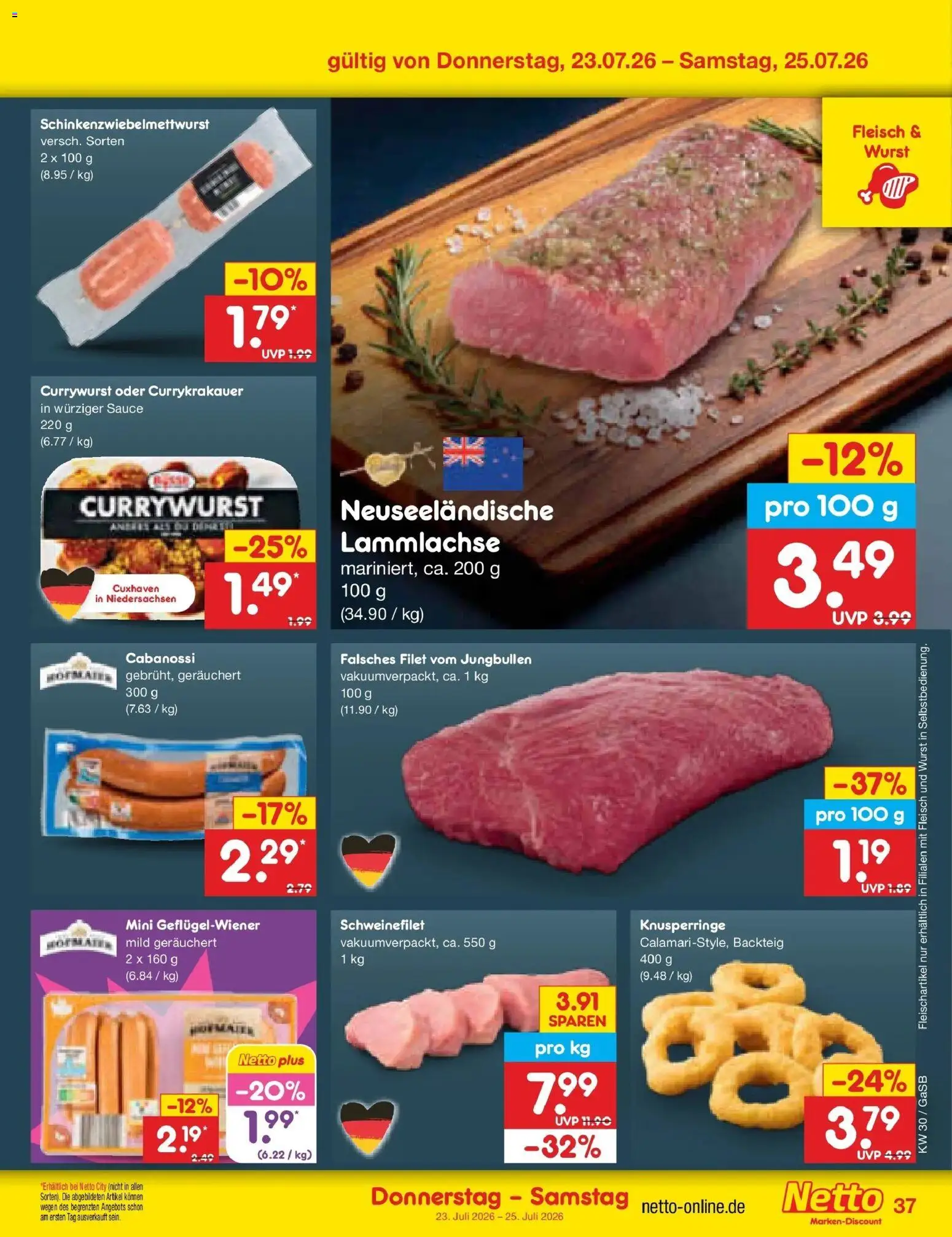 Netto Marken-Discount Prospekt Bremen-Lesum – gültig ab 20.07.2026 | Seite: 61 | Produkte: Schweinefilet, Wurst, Fleisch