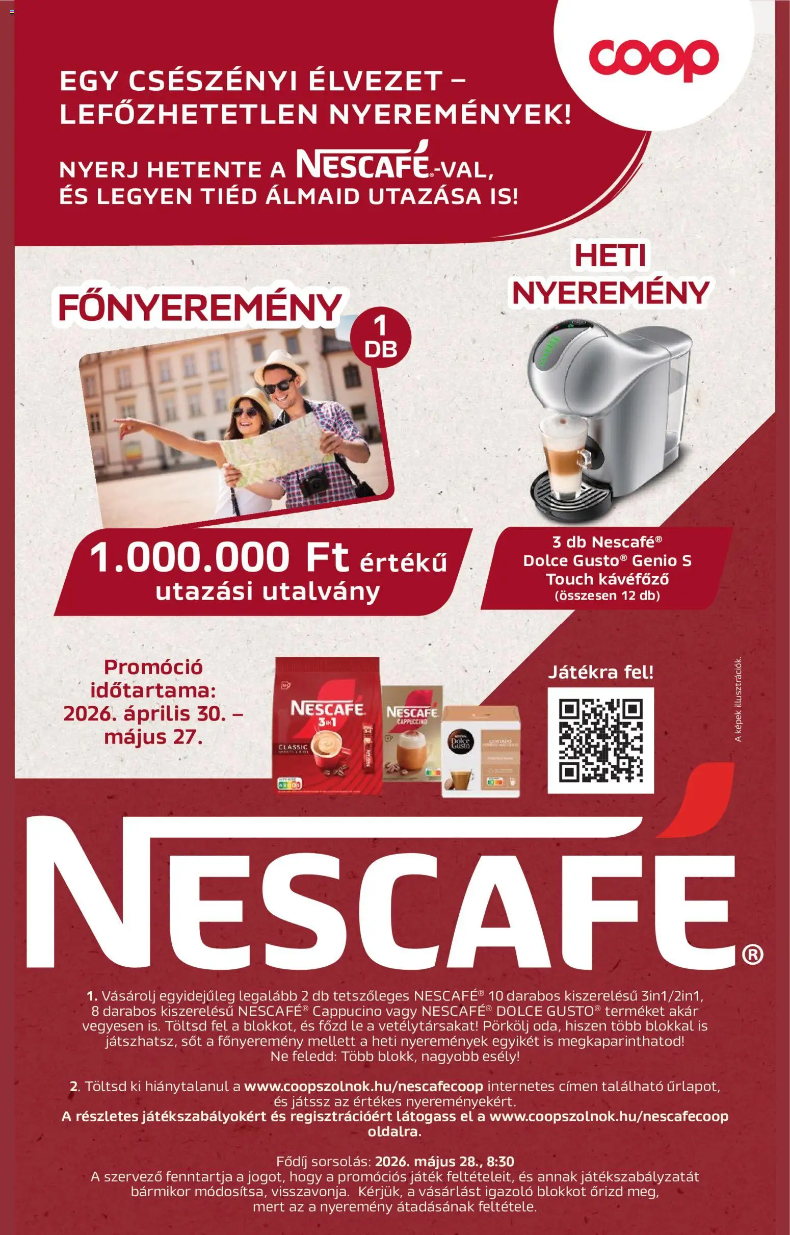 COOP Szolnok akciós ujság - amely érvényes a következő dátumtól: 07.05.2026 | Oldal: 8 | Termékek: Nescafé, Cappuccino, Játék, Kávéfőző