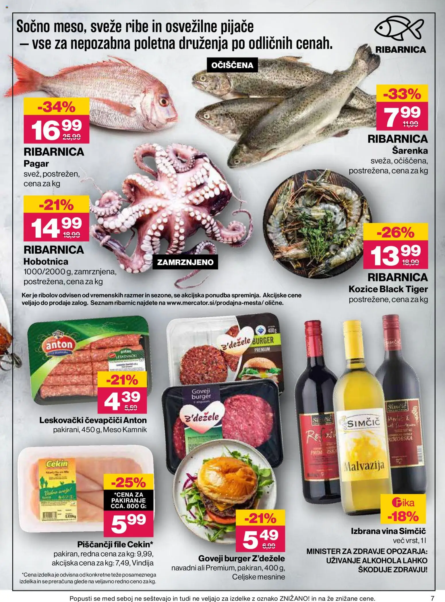 Novi Mercator katalog ponudbe – veljaven od 13.08.2026 | Stran: 7 | Izdelki: Med, Čevapčiči, Hobotnica, Ribe