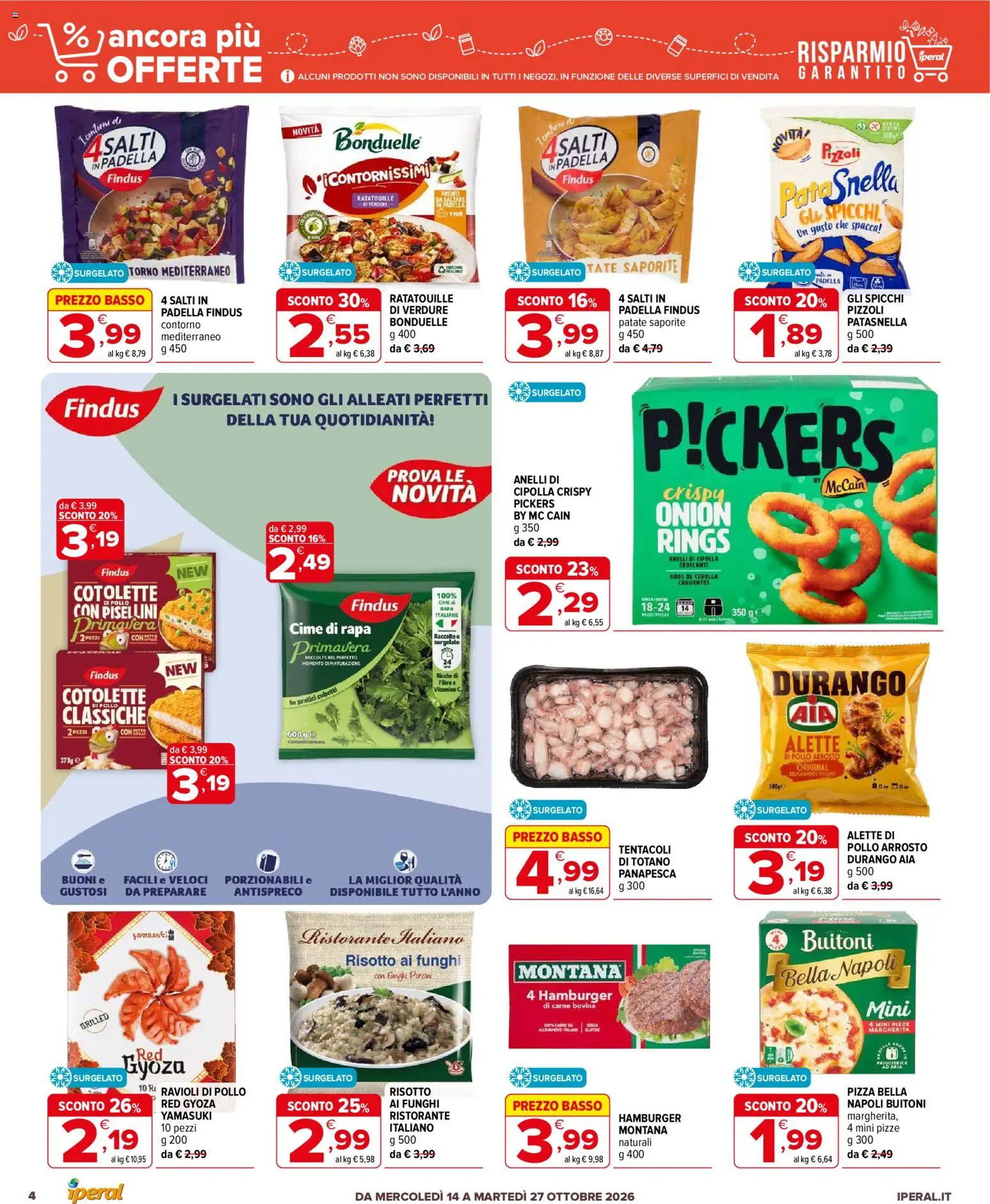 Volantino Iperal del 14/10/2026 | Pagina: 4 | Prodotti: Cipolla, Basso, Padella, Pollo arrosto