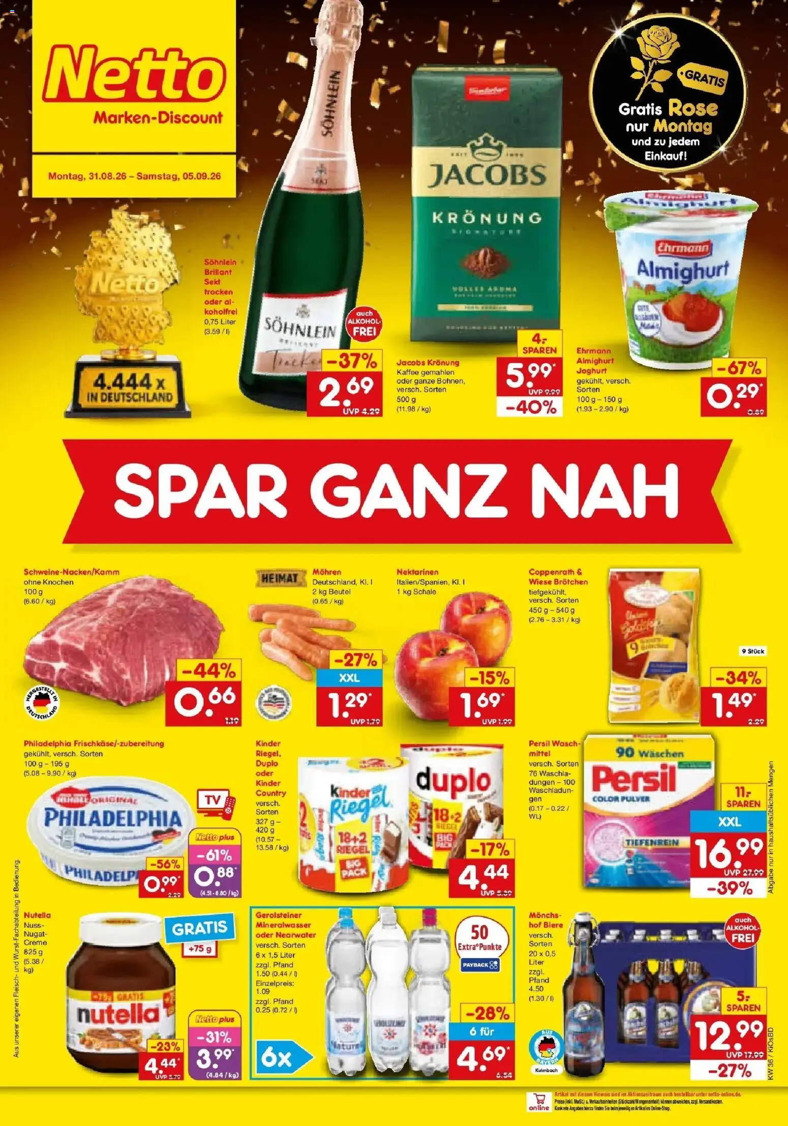 Netto Marken-Discount Prospekt Mistelbach – gültig ab 31.08.2026 | Seite: 2 | Produkte: Mineralwasser, Mohren, Alkohol, Persil