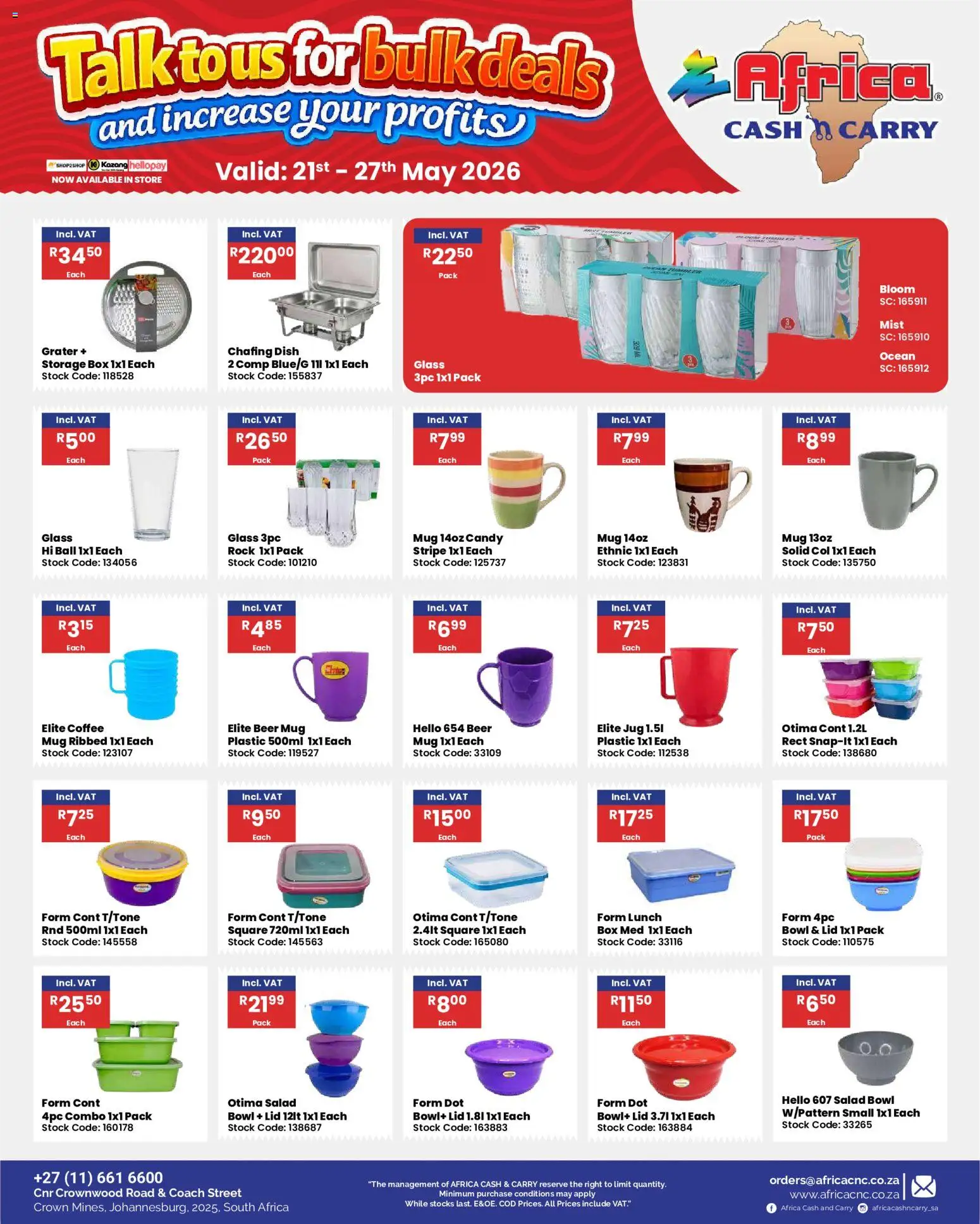 New Africa Cash & Carry catalogue – valid from 21.05.2026 | Page: 45 | Products: Box, Coffee, Mug, Salad