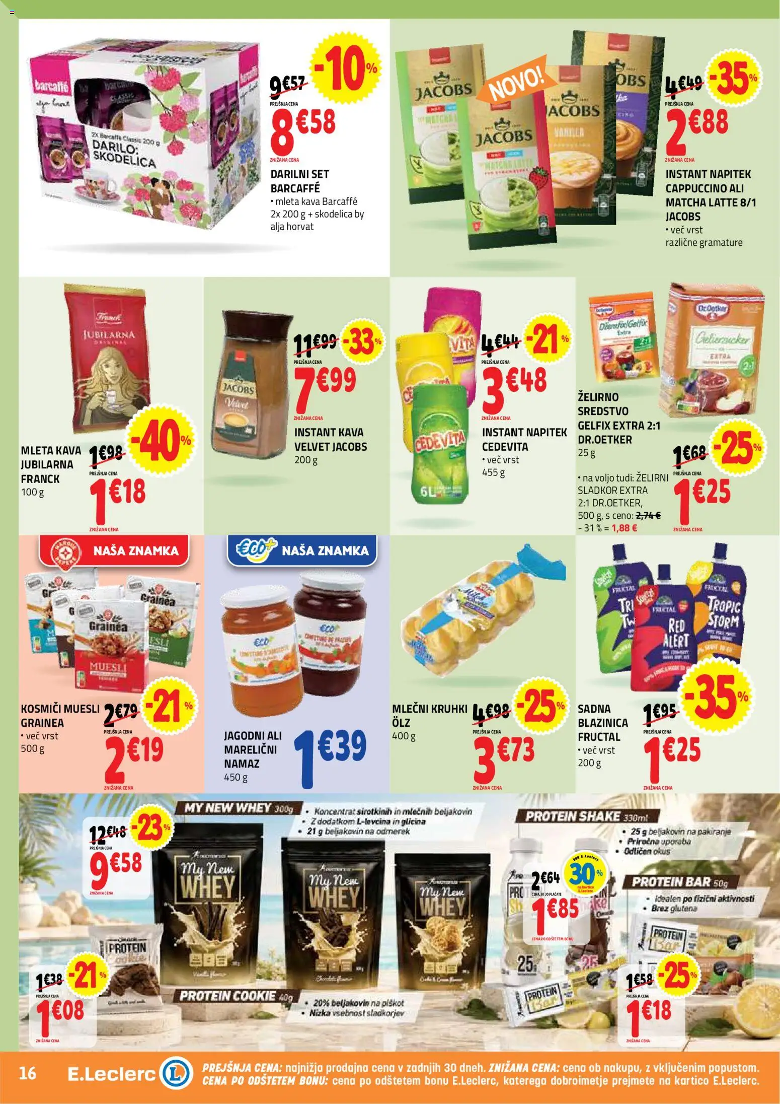 Novi E.leclerc katalog ponudbe – veljaven od 15.07.2026 | Stran: 16 | Izdelki: Muesli, Namaz, Kava, Kosmici