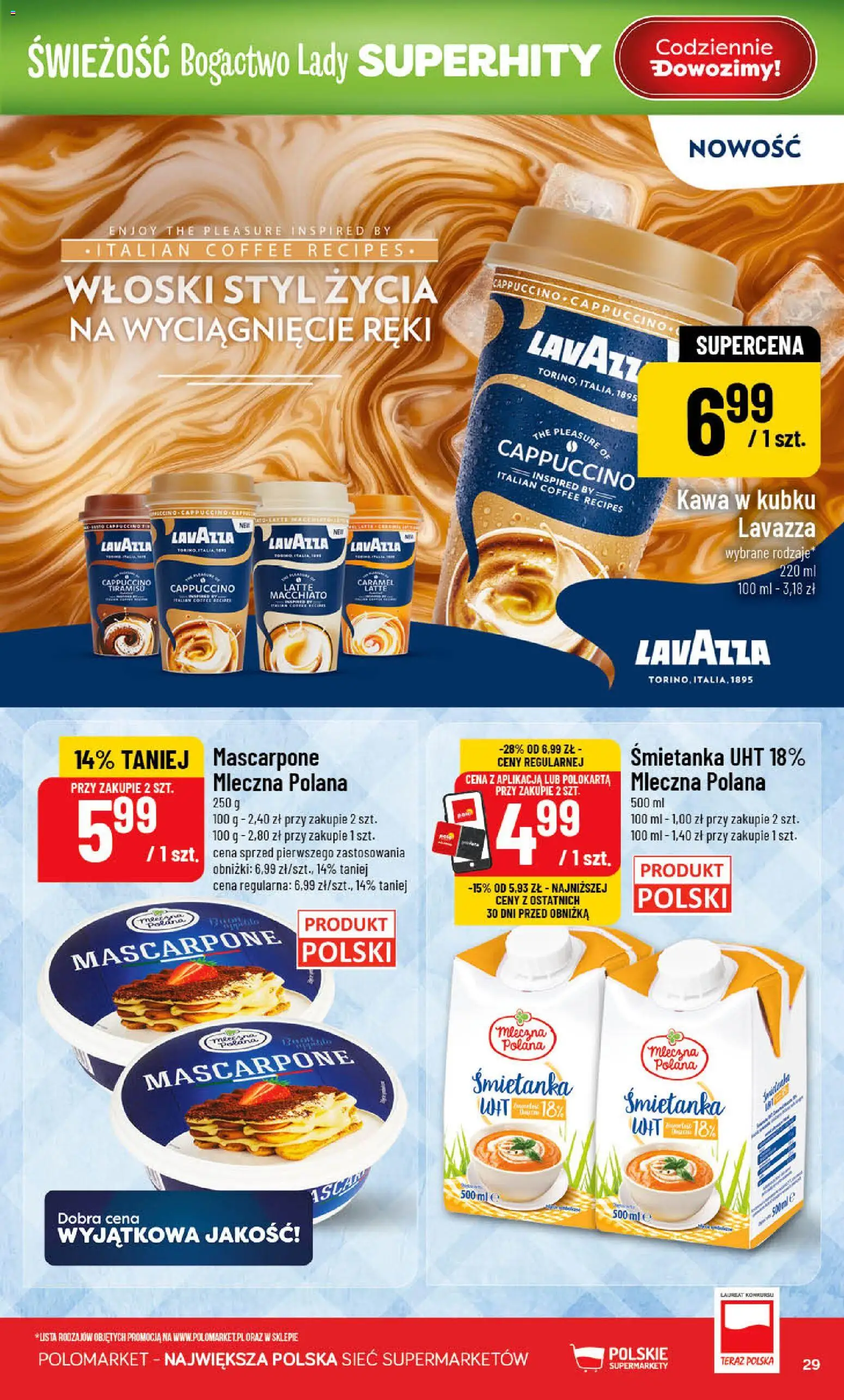 POLOmarket gazetka od 08.07.2026 | Strona: 29 | Produkty: Tiramisu, Cappuccino, Mascarpone, Kawa