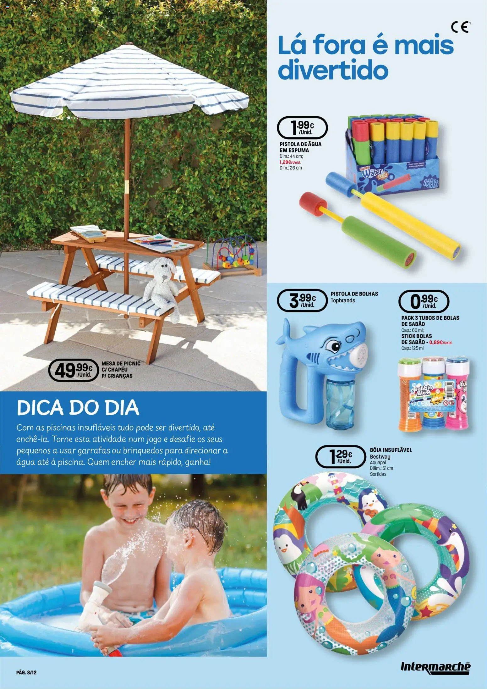 Intermarché folheto Aire Livre Super │ válido de 07.05.2026 | Página: 8 | Produtos: Agua, Piscinas, Sabão, Mesa