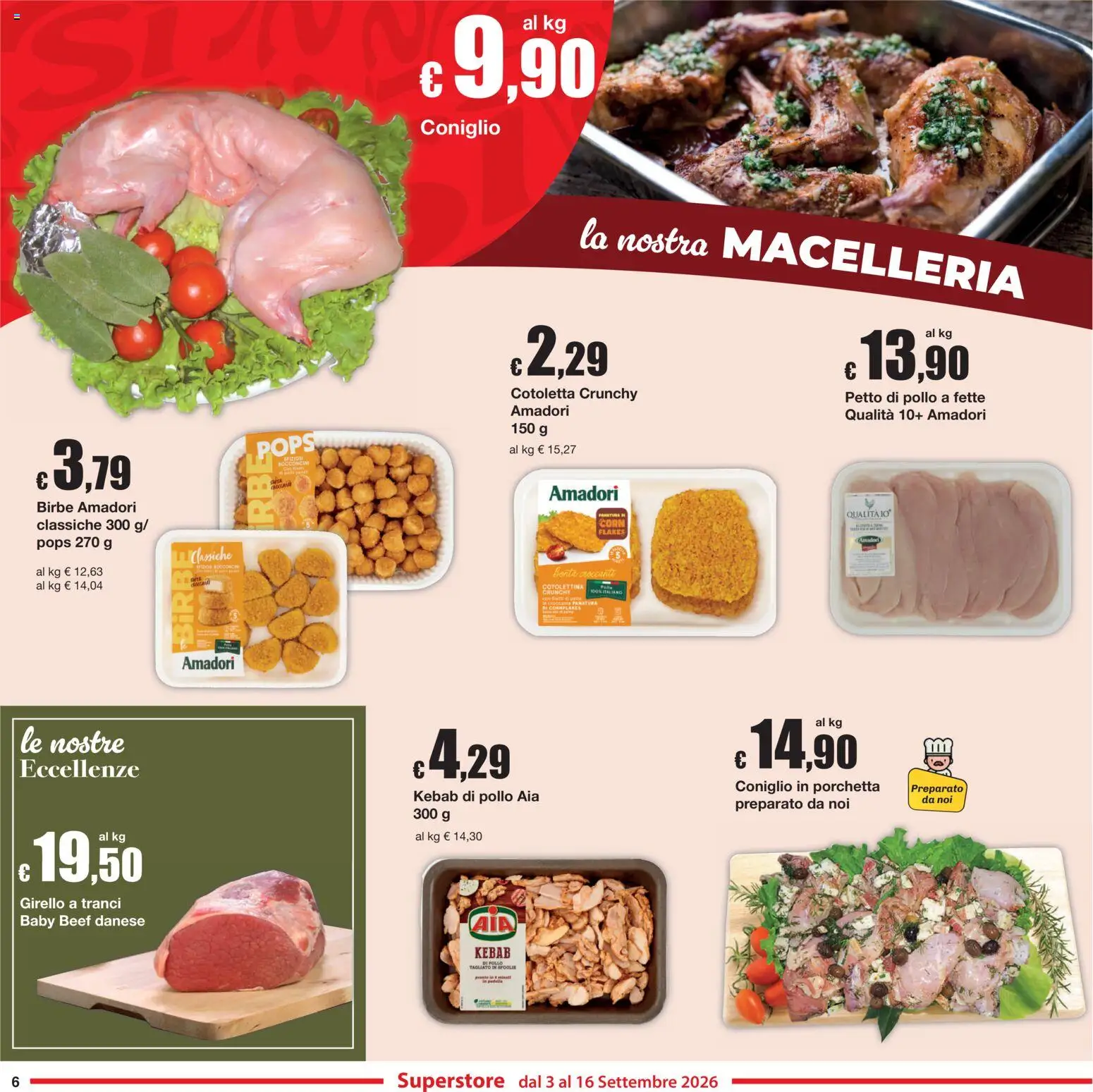 Volantino Sì con Te del 03/09/2026 | Pagina: 6 | Prodotti: Petto di Pollo, Porchetta, Pollo, Coniglio