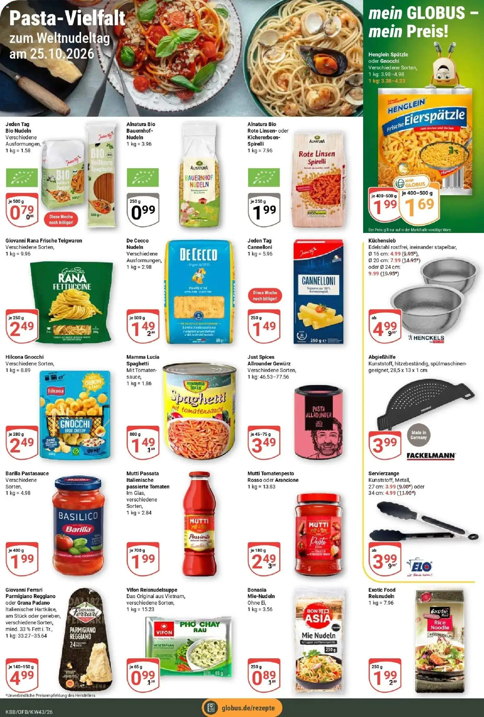 Globus Prospekt Koblenz-Bubenheim (ab 19.10.2026) » Angebote online | Seite: 10 | Produkte: Gnocchi, Barilla, Spaghetti, Pasta