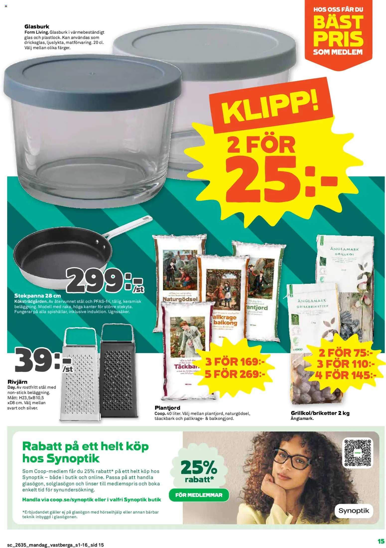 Coop Forum reklamblad aktuell från 24/08/2026 | Sida: 15 | Produkter: Linser, Rivjärn, Glasögon, Stekpanna