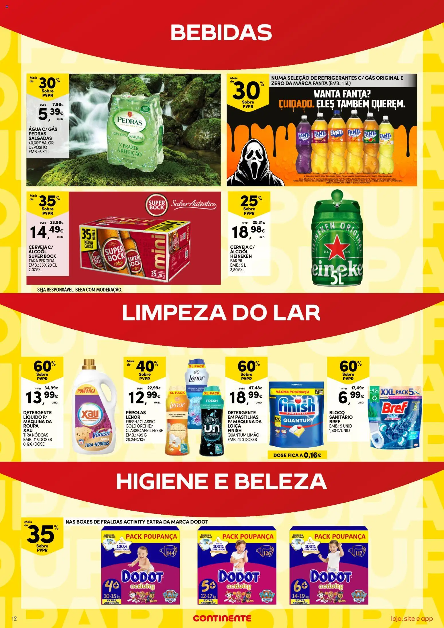 Continente folheto Bom Dia │ válido de 20/10/2026 | Página: 12 | Produtos: Fanta, Detergente, Cerveja, Álcool