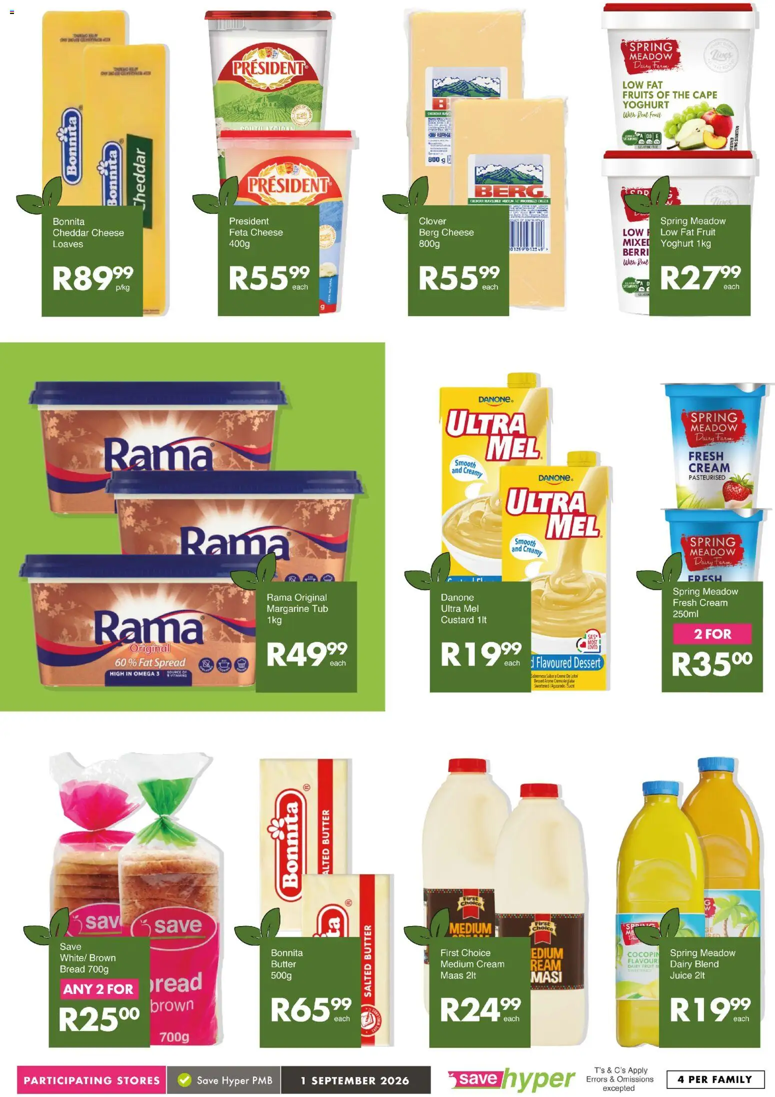 New Save catalogue – valid from 01/09/2026 | Page: 10 | Products: Yoghurt, Margarine, Juice, Fat spread