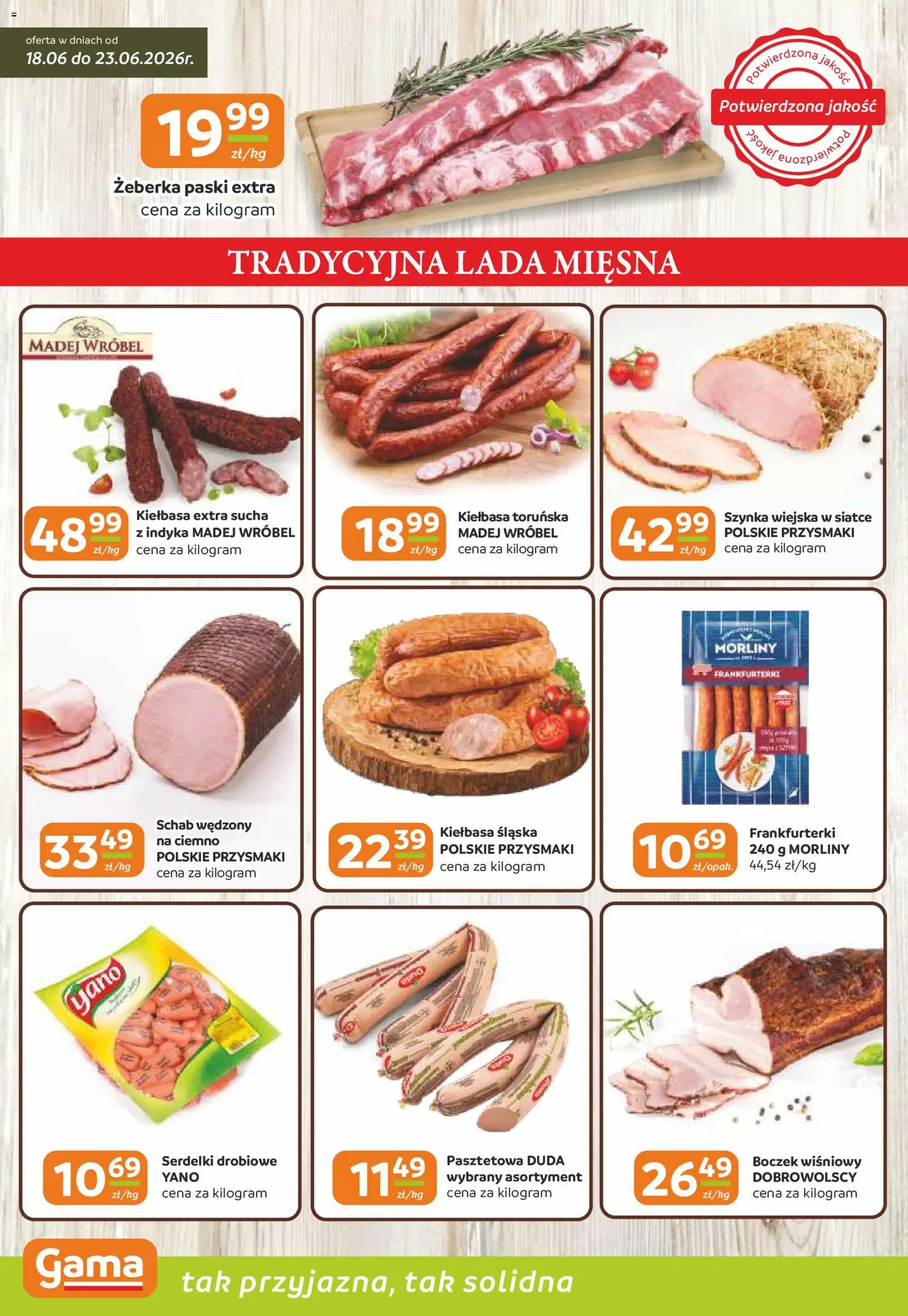 Gama gazetka od 18.06.2026 | Strona: 2 | Produkty: Kiełbasa, Szynka, Kiełbasa śląska, Boczek