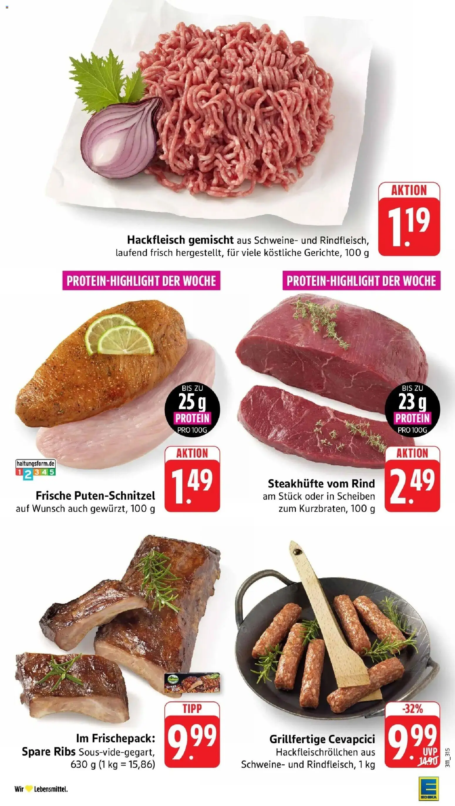 E center Prospekt Donaueschingen (ab 17.08.2026) zum Blättern | Seite: 5 | Produkte: Spare ribs, Cevapcici, Putenschnitzel, Hackfleisch