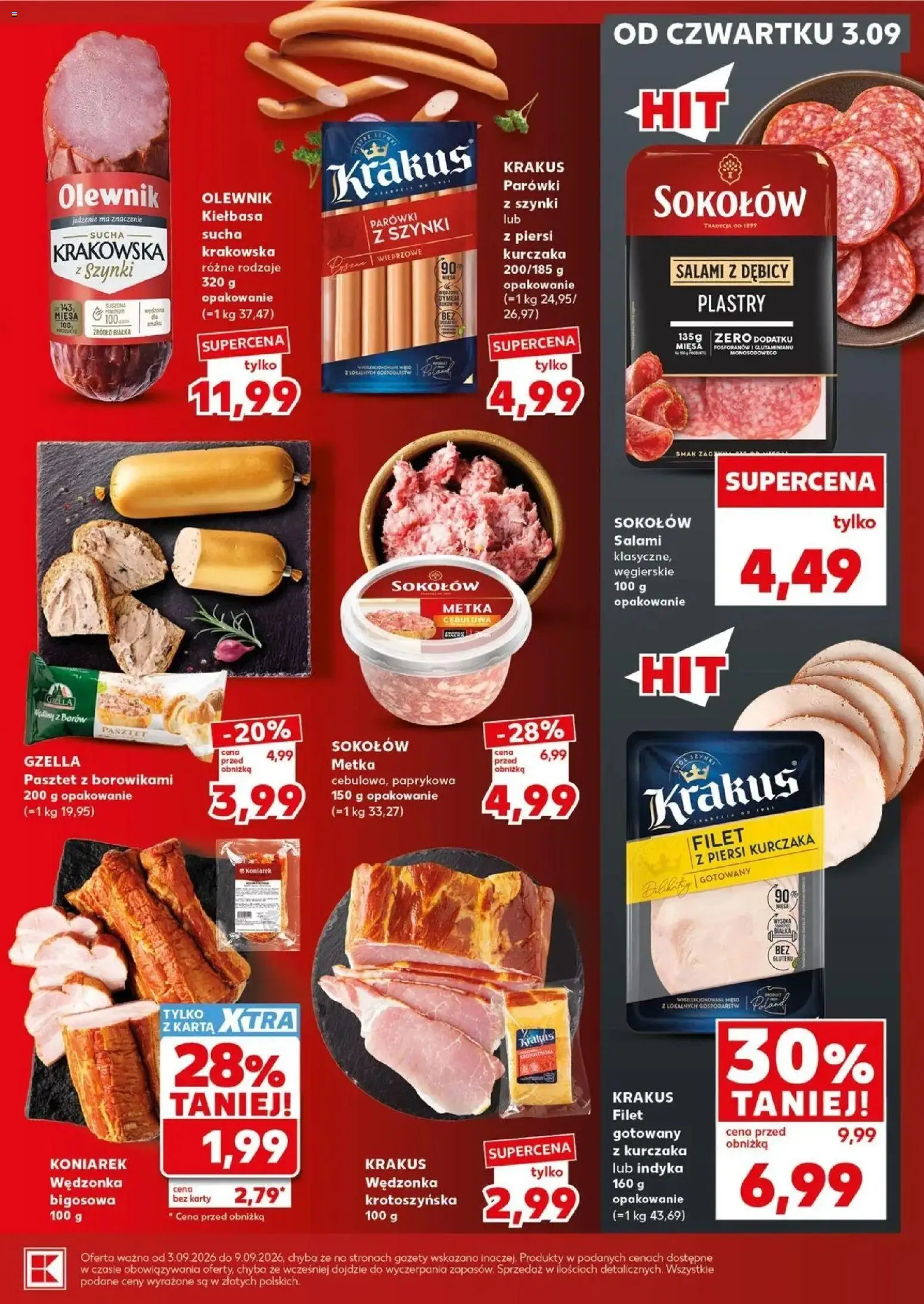 Kaufland gazetka - Super sobota od 05.09.2026 - od jutra PDF | Strona: 15 | Produkty: Karta, Kiełbasa sucha, Parówki, Filet z piersi kurczaka
