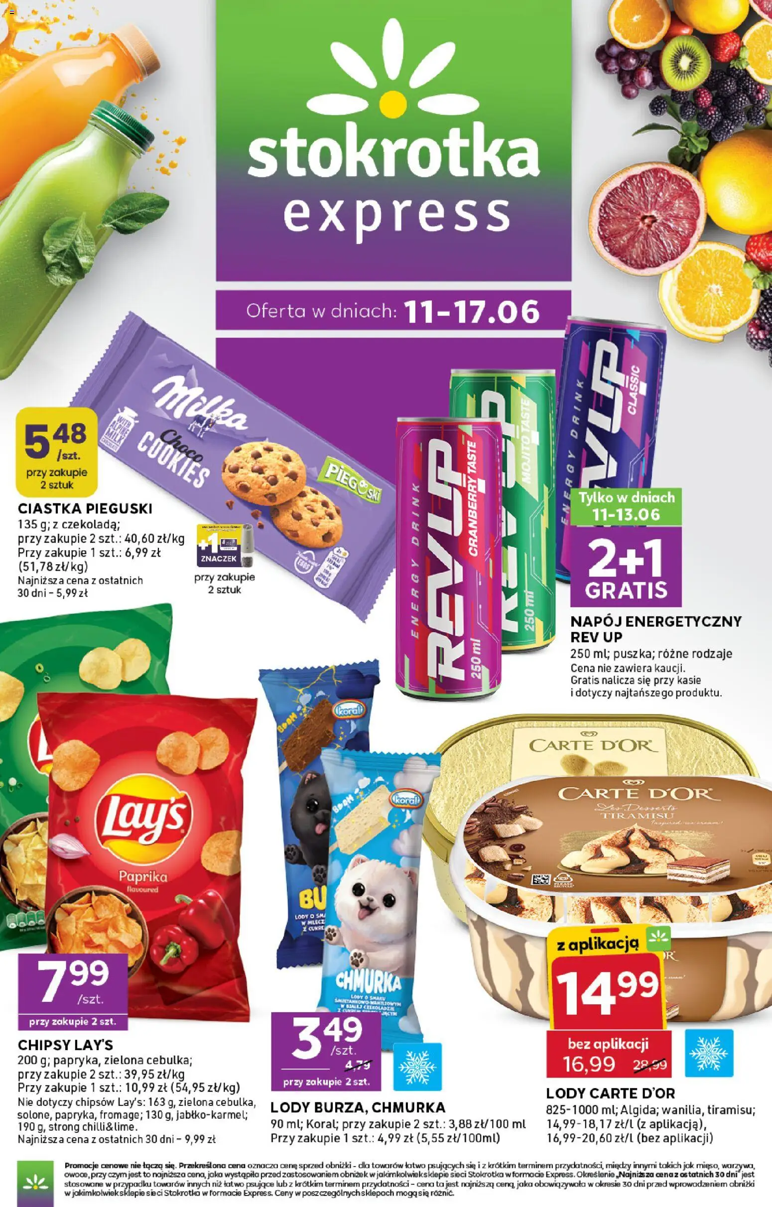 Stokrotka gazetka - Express od 11.06.2026 | Strona: 1 | Produkty: Chipsy, Tiramisu, Milka, Lody