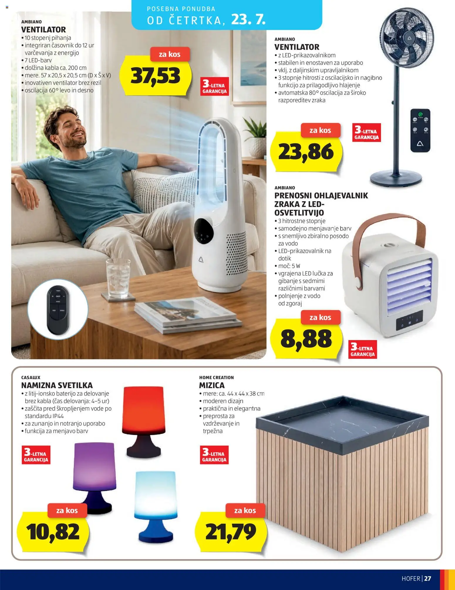 Hofer SI katalog | vrijedi od 15.07.2026 | Stranica: 27 | Proizvodi: Ventilator, Led