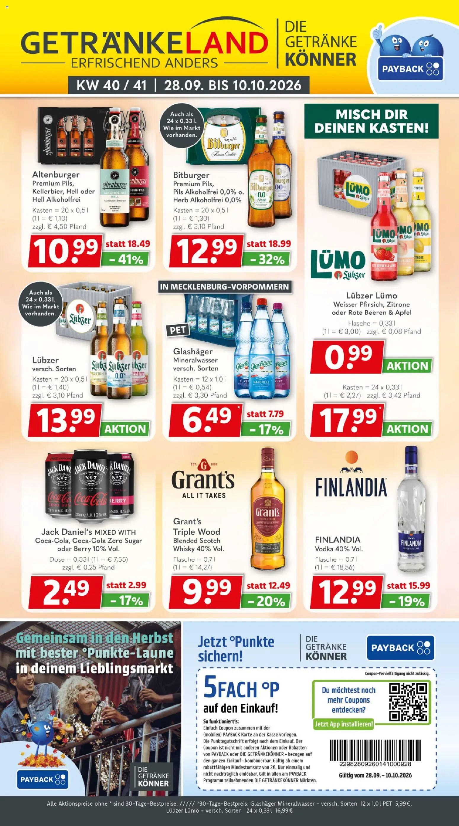 Getränkeland Prospekt – gültig ab 28.09.2026 | Seite: 1 | Produkte: Cola, Pils, Äpfel, Jack Daniel's