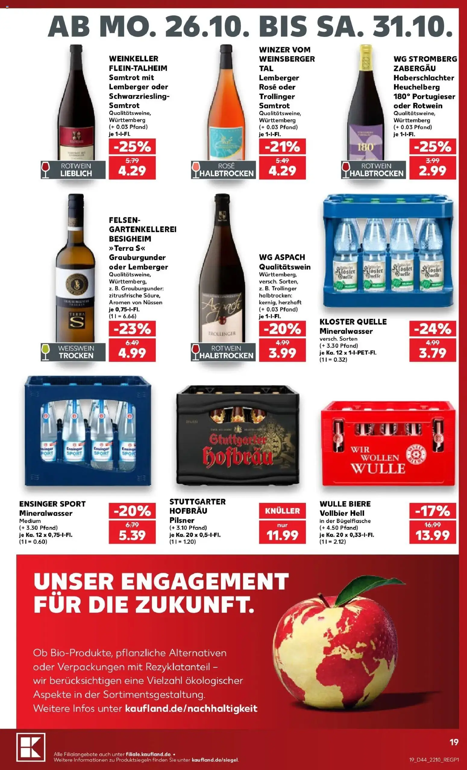 Prospekt Kaufland ab 26.10.2026 » Angebote Online zum Blättern | Seite: 23 | Produkte: Weißwein, Rotwein, Rotwein trocken, Mineralwasser