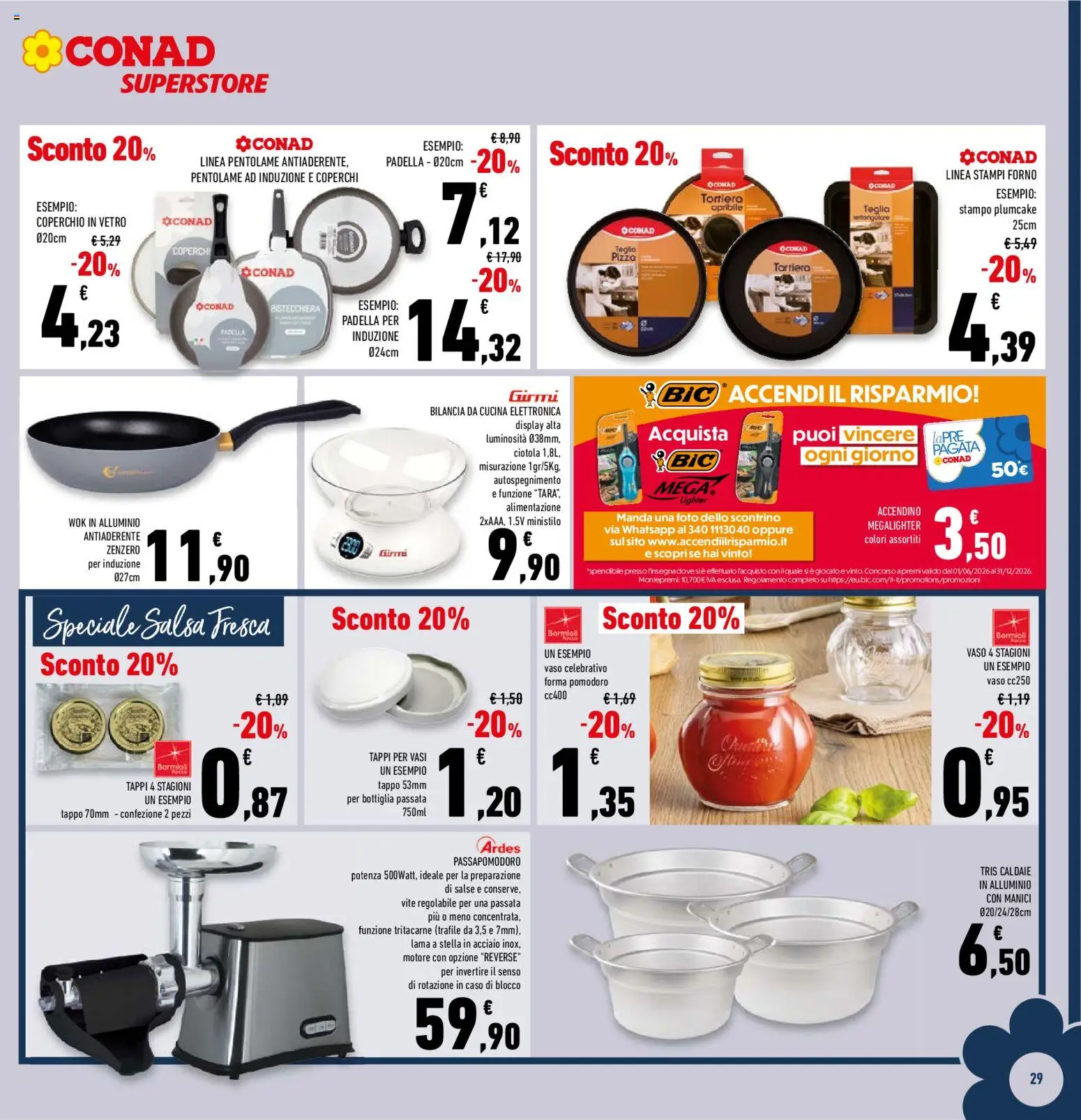 Volantino Conad del 29/07/2026 | Pagina: 29 | Prodotti: Tortiera, Bistecchiera, Pomodoro, Tritacarne