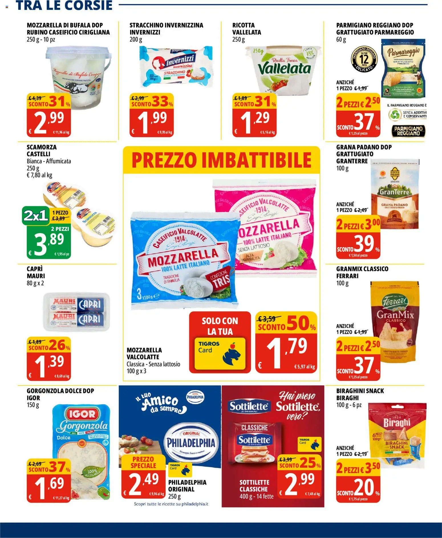 Volantino Tigros del 19.05.2026 | Pagina: 9 | Prodotti: Mozzarella, Ricotta, Parmigiano reggiano, Parmigiano