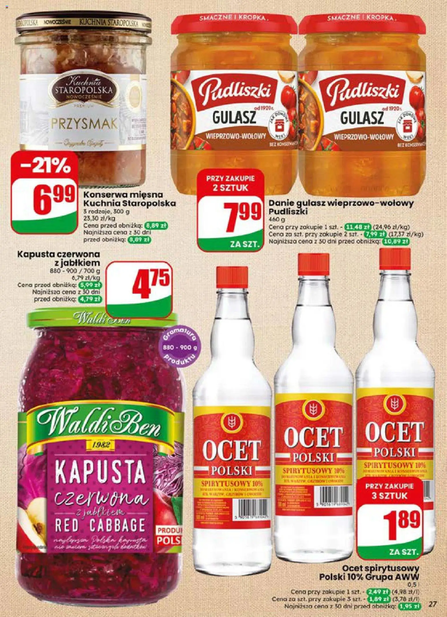 Dino gazetka od 15.07.2026 | Strona: 27 | Produkty: Ocet spirytusowy, Kapusta, Ocet, Gulasz