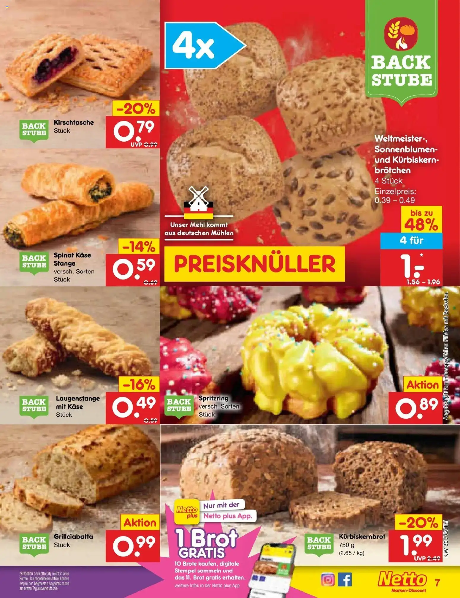 Netto Marken-Discount Prospekt Machern – gültig ab 20.07.2026 | Seite: 7 | Produkte: Mehl, Käse, Brot