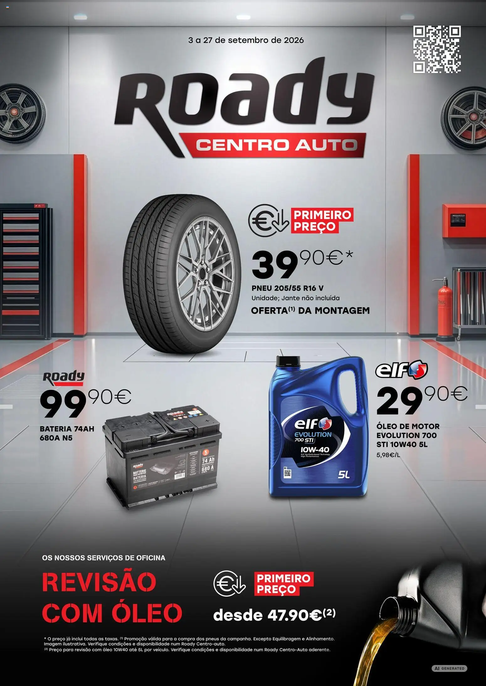 Roady folheto Centro Auto │ válido de 03/09/2026 | Página: 1 | Produtos: Bateria, Óleo, Pneu