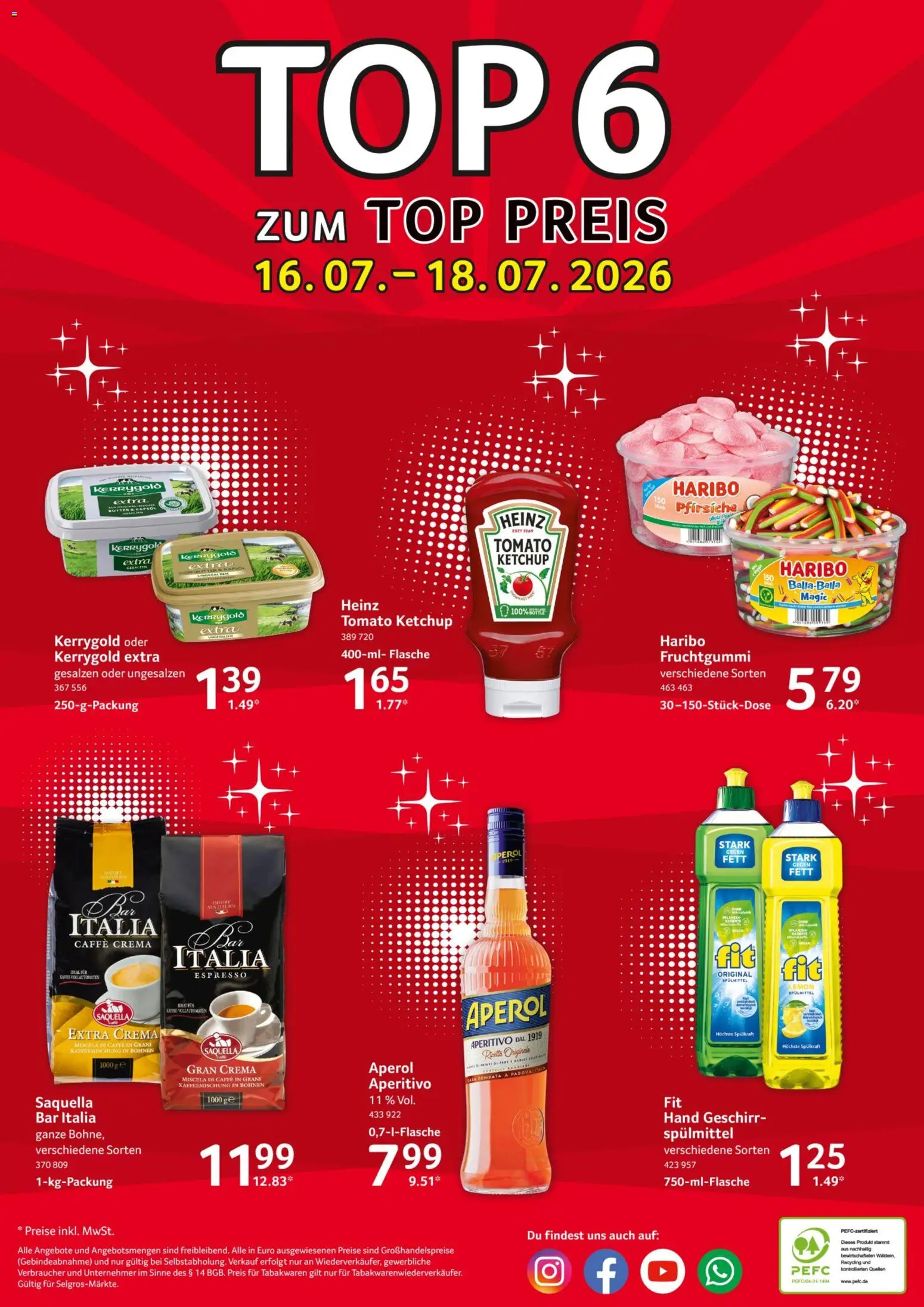 Selgros Prospekt – gültig ab 16.07.2026 | Seite: 20 | Produkte: Top, Rapsöl, Aperol, Ketchup