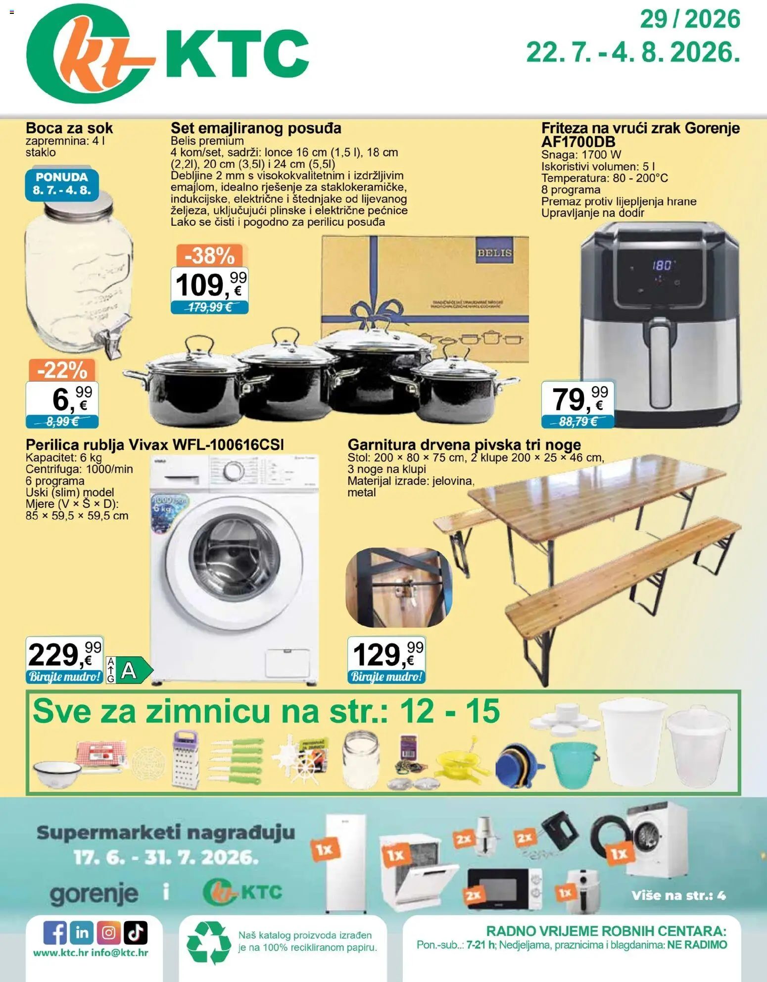KTC katalog | vrijedi od 22.07.2026 | Stranica: 1 | Proizvodi: Friteza, Stol, Perilica rublja, Sok