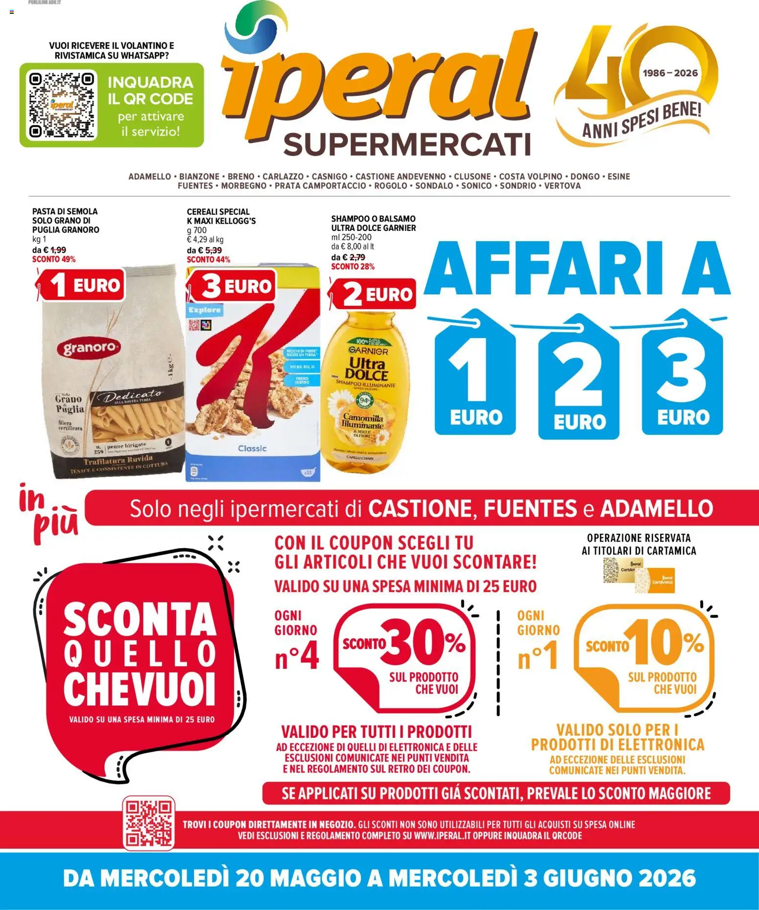 Volantino Iperal del 20.05.2026 | Pagina: 1 | Prodotti: Illuminante, Shampoo, Cereali, Penne