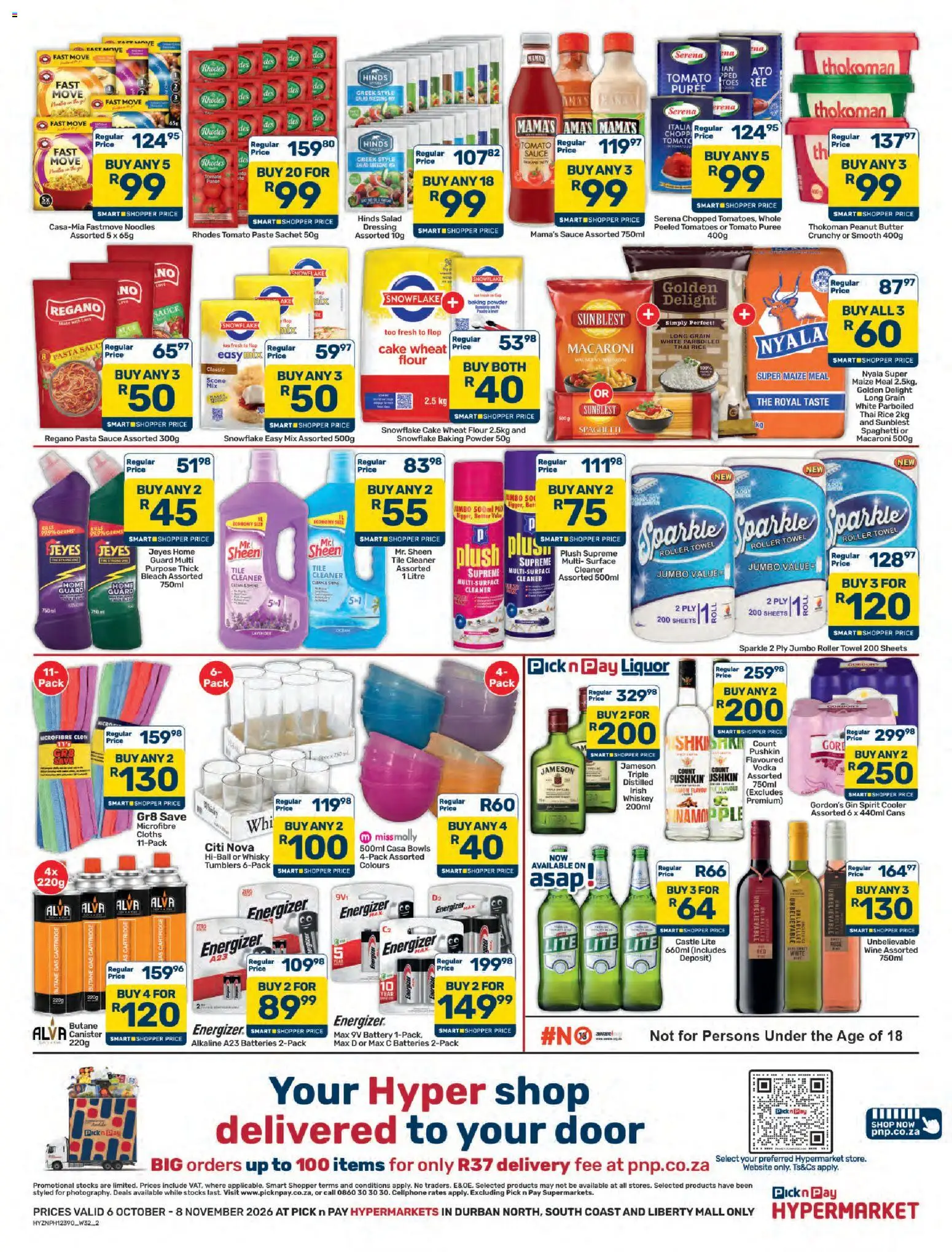 New Pick n Pay catalogue – valid from 06/10/2026 | Page: 2 | Products: Gordon's Gin, Butter, Wine, Whiskey