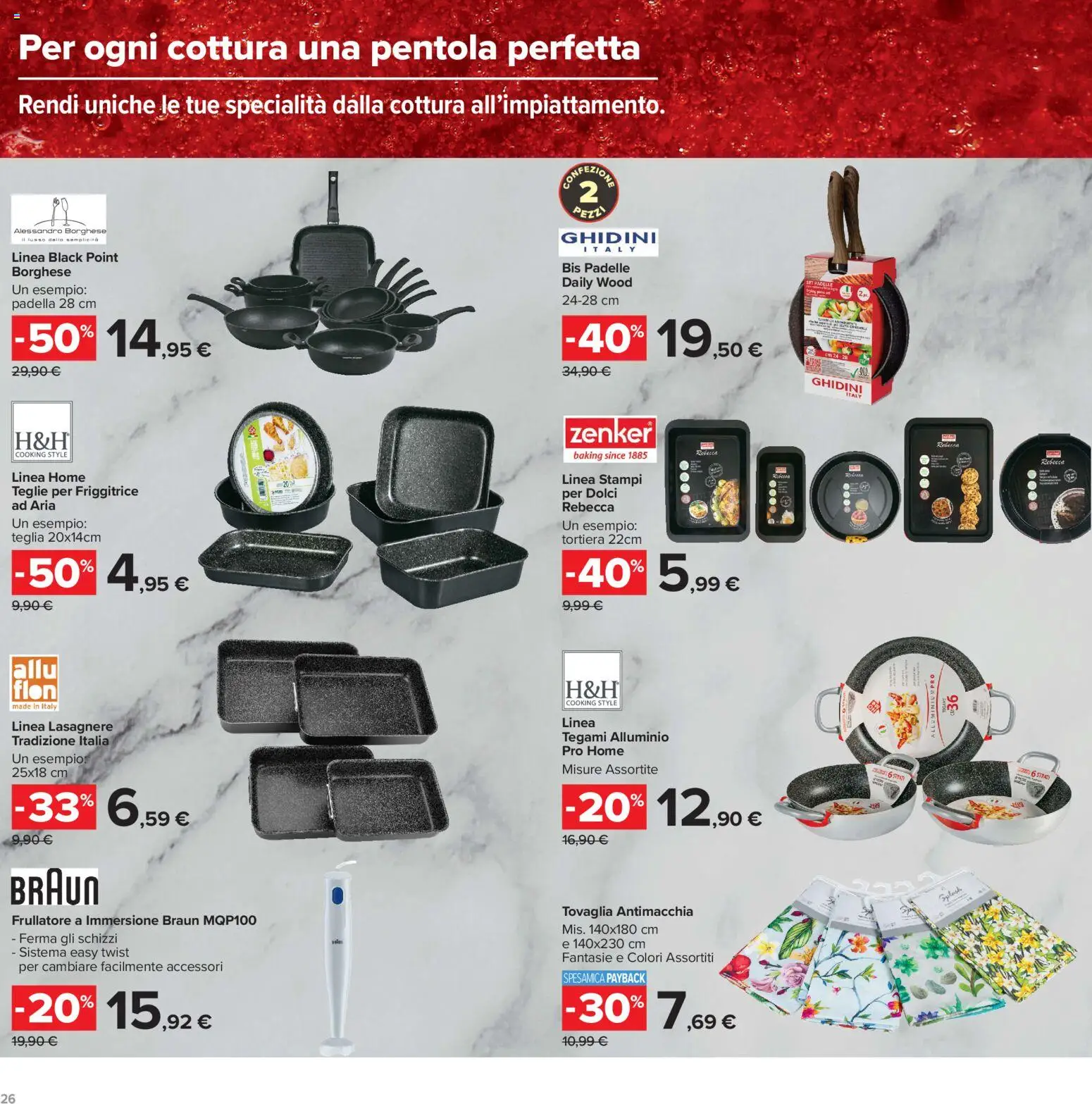 Volantino Carrefour del 29/09/2026 | Pagina: 26 | Prodotti: Teglia, Frullatore, Dolci, Friggitrice