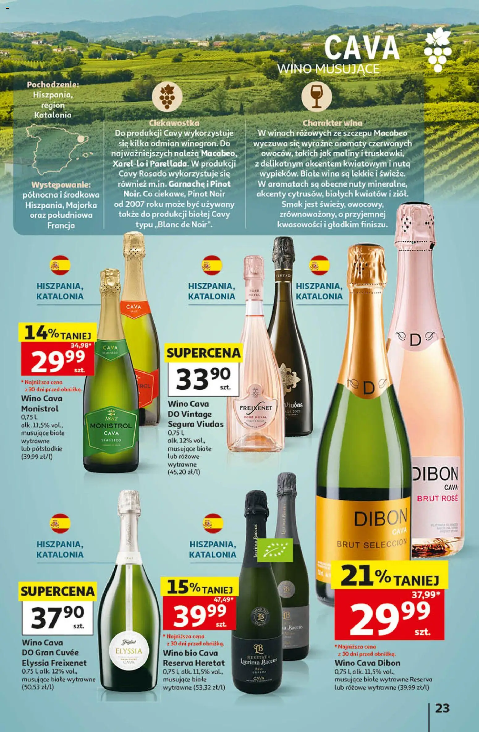 Auchan gazetka - Katalog Wino od 05.10.2026 | Strona: 23 | Produkty: Maliny, Wino cava, Wino, Cava