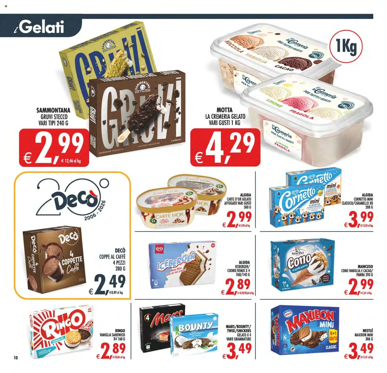 Volantino Decò del 28.04.2026 | Pagina: 10 | Prodotti: Cornetto, Gelato, Limone, Cacao