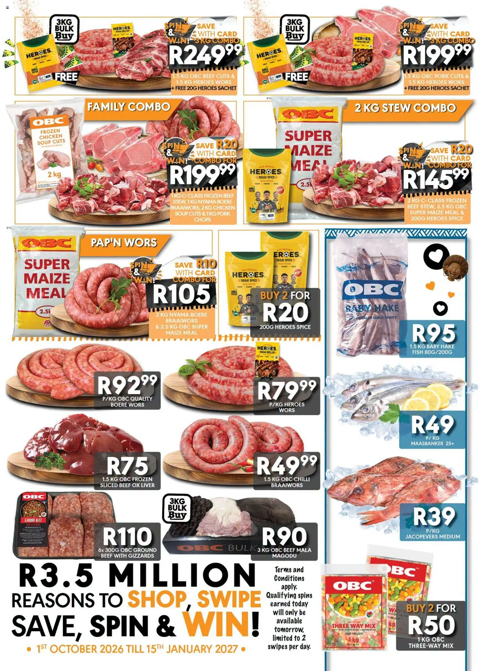 New OBC catalogue – valid from 29/10/2026 | Page: 4 | Products: Maize meal, Chicken, Pork, Beef