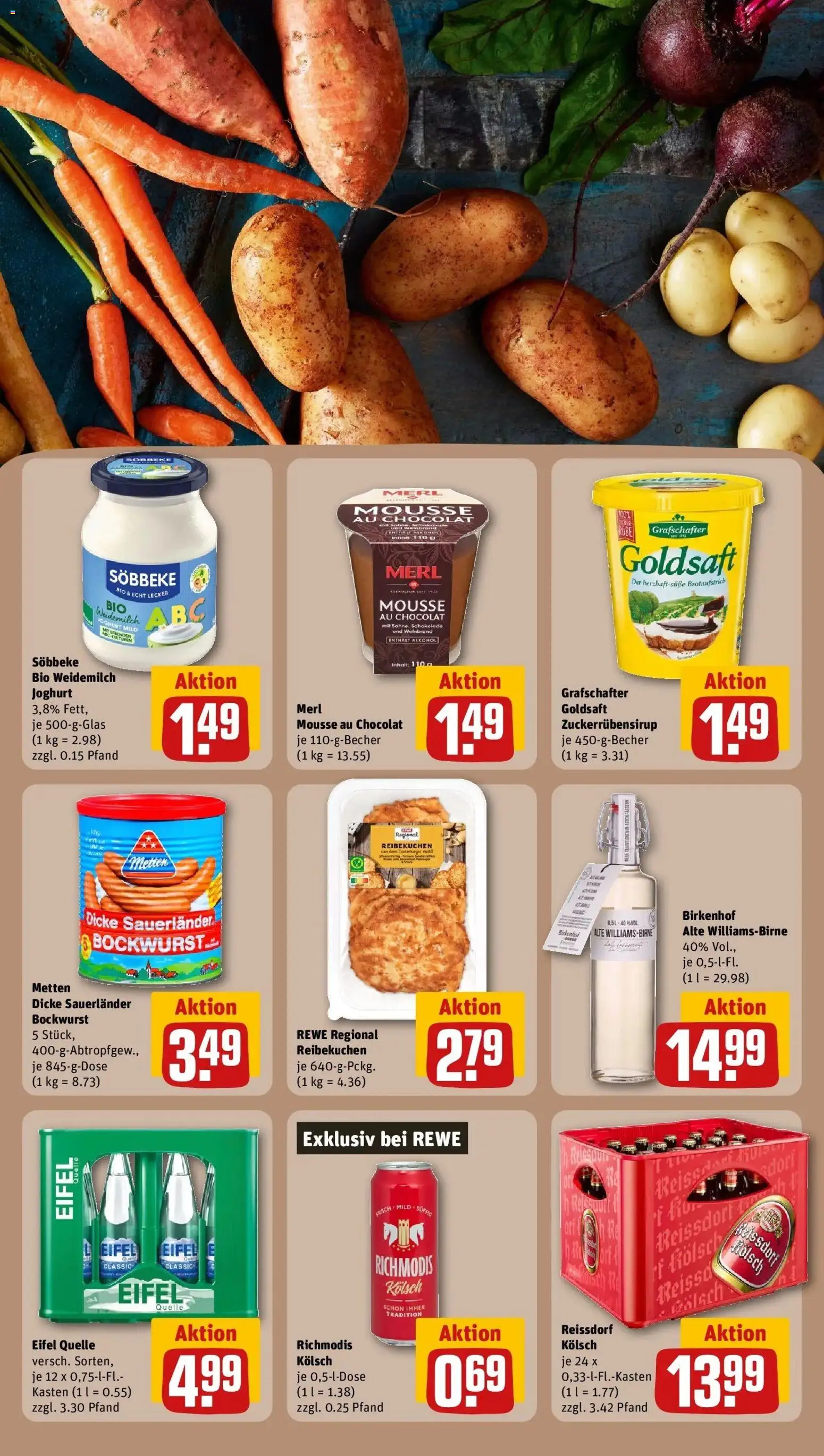 REWE Prospekt ab 26.10.2026 zum Blättern » Angebote | Seite: 25 | Produkte: Bockwurst, Joghurt, Schokolade, Alkohol