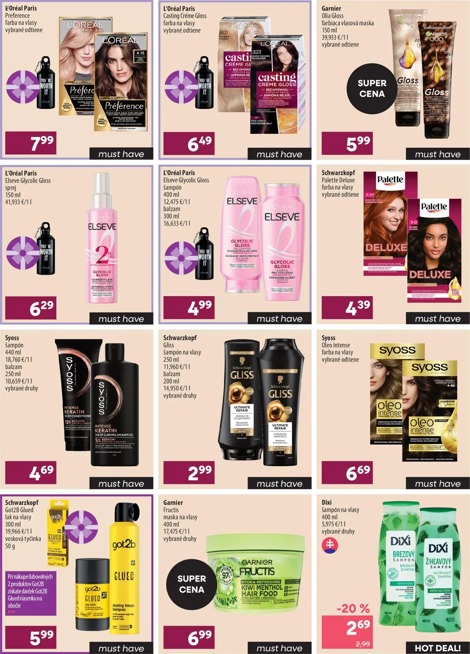 Nové 101 drogerie akcie – leták je platný od 09.09.2026 | Strana: 12 | Produkty: Šampón, Maska na vlasy, Farba na vlasy, Kiwi